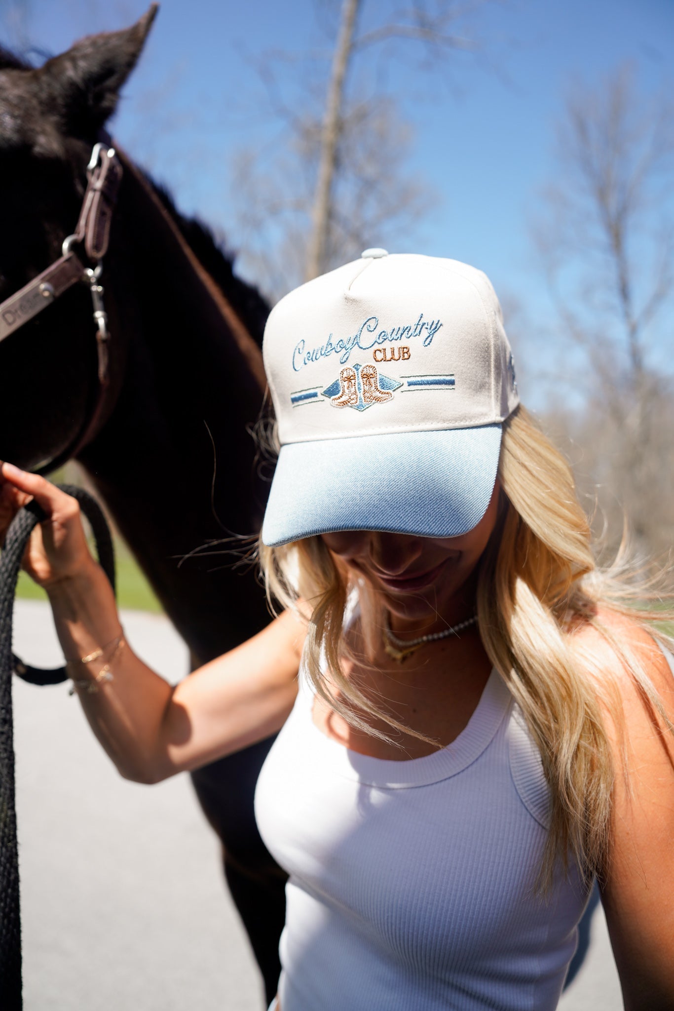 Hat Cowboy Country Club - Denim Vintage Trucker Hat