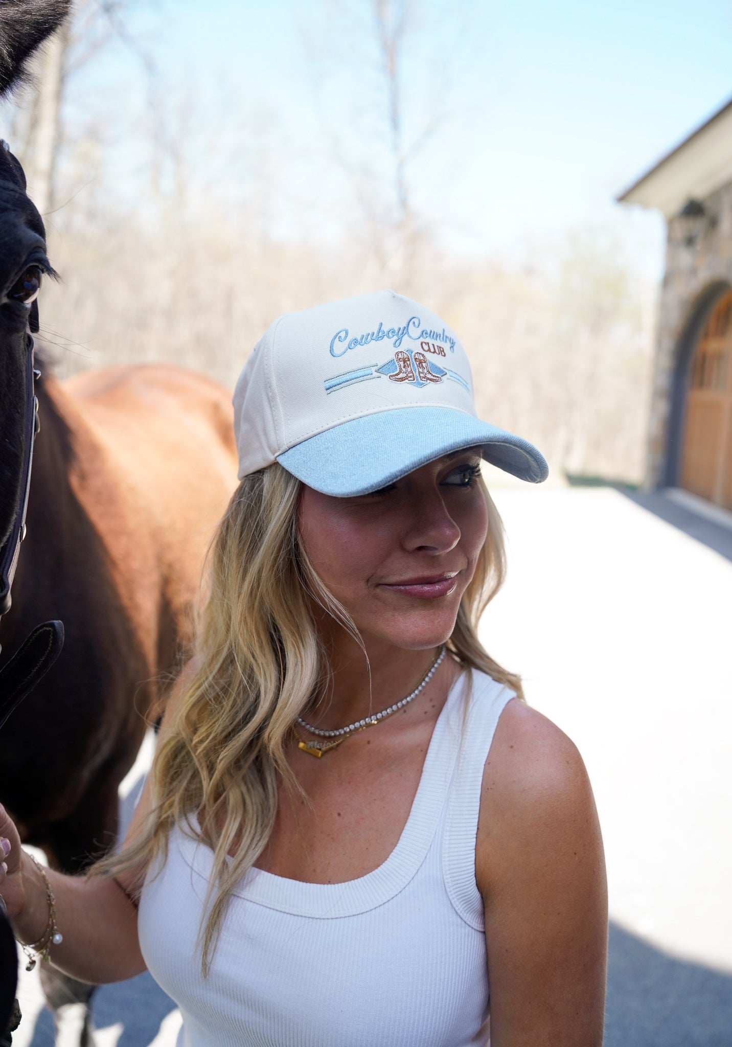 Hat Cowboy Country Club - Denim Vintage Trucker Hat