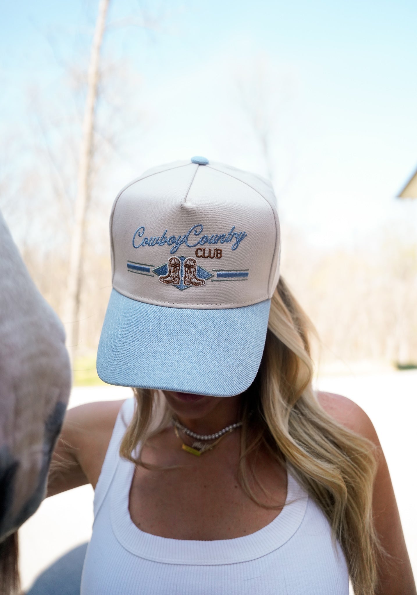 Hat Cowboy Country Club - Denim Vintage Trucker Hat