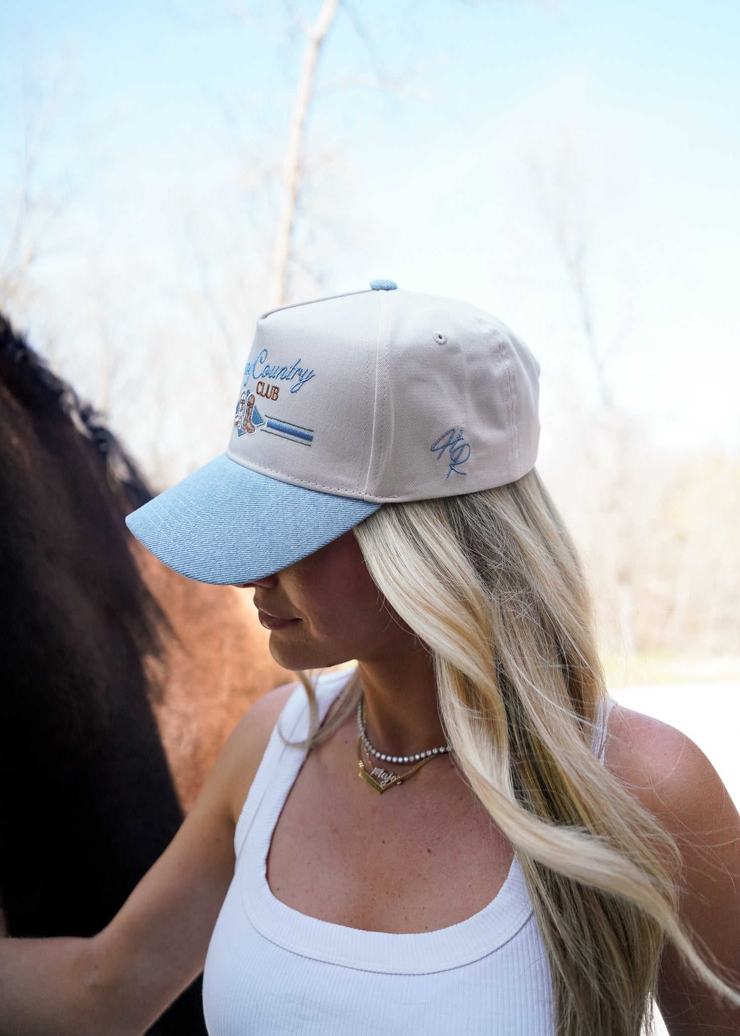 Hat Cowboy Country Club - Denim Vintage Trucker Hat