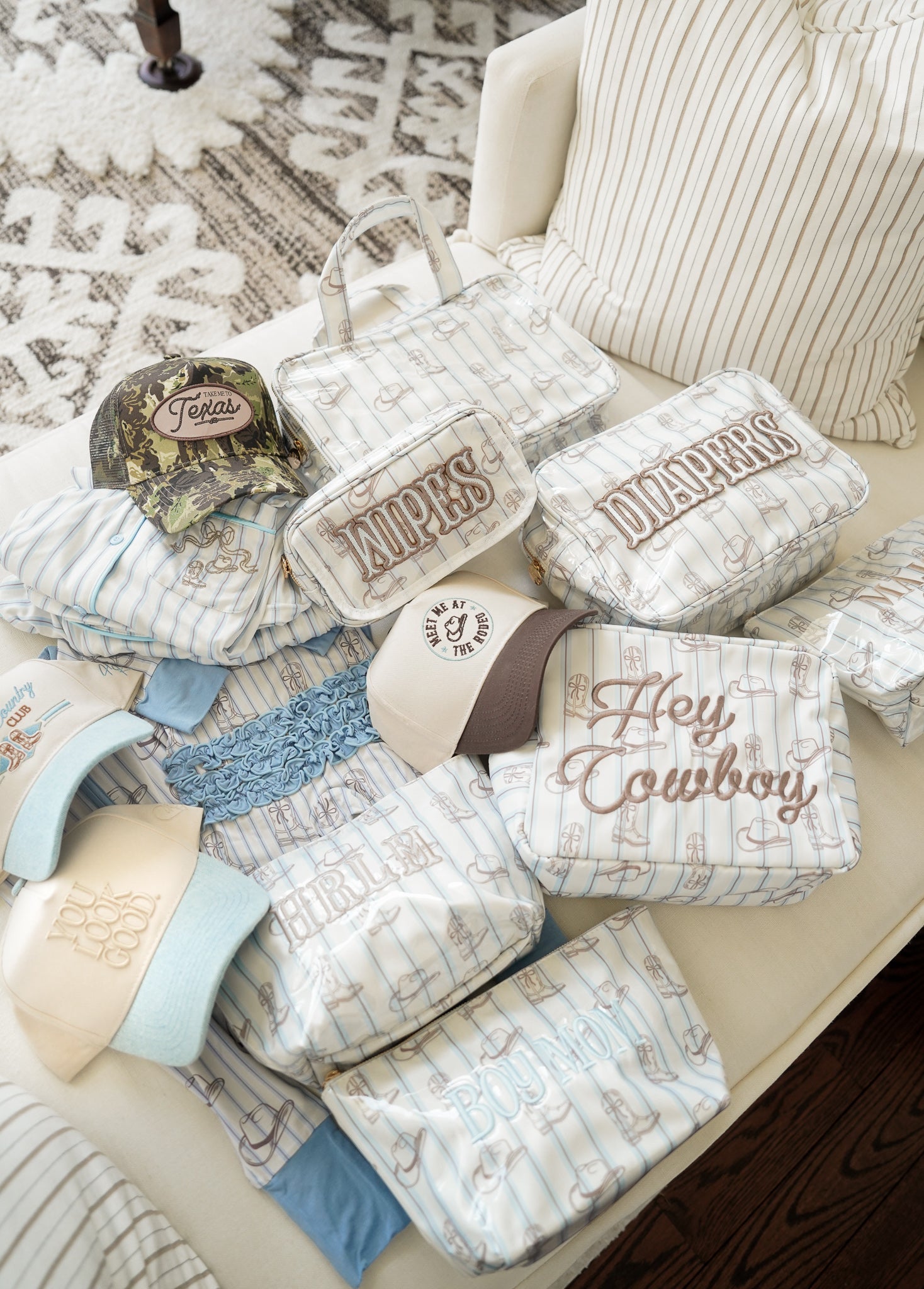 Travel Bag Wipes Pouch - Western Blues Clear Coat Bag