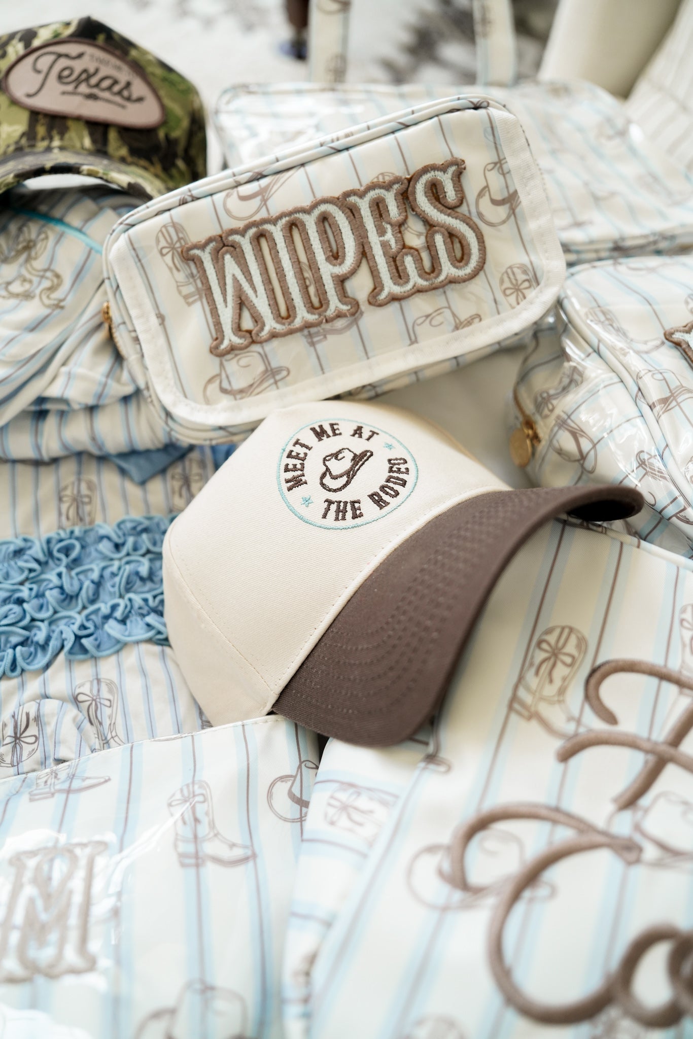 Travel Bag Wipes Pouch - Western Blues Clear Coat Bag