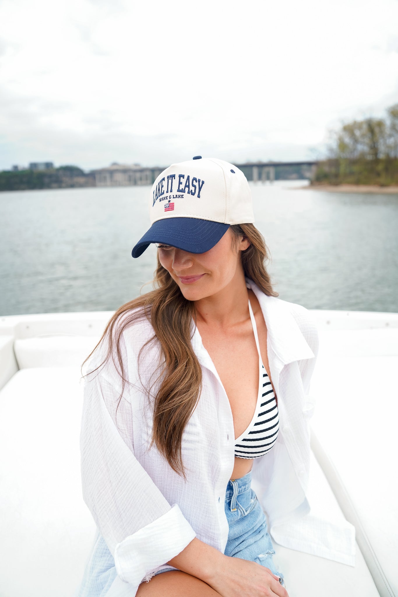 Lake it Easy - Navy Vintage Trucker Hat