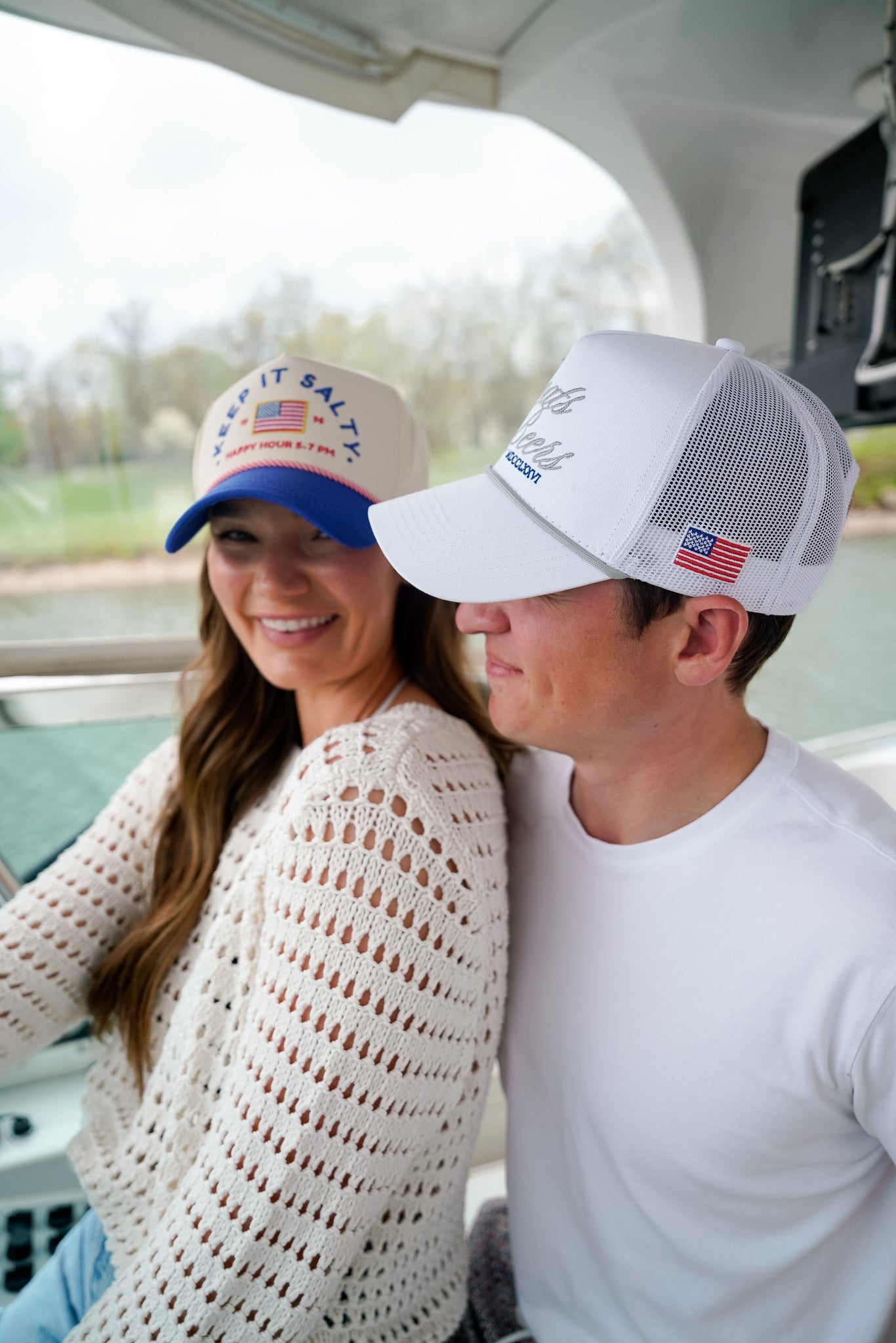 Boats & Beers - White Vintage Trucker Hat