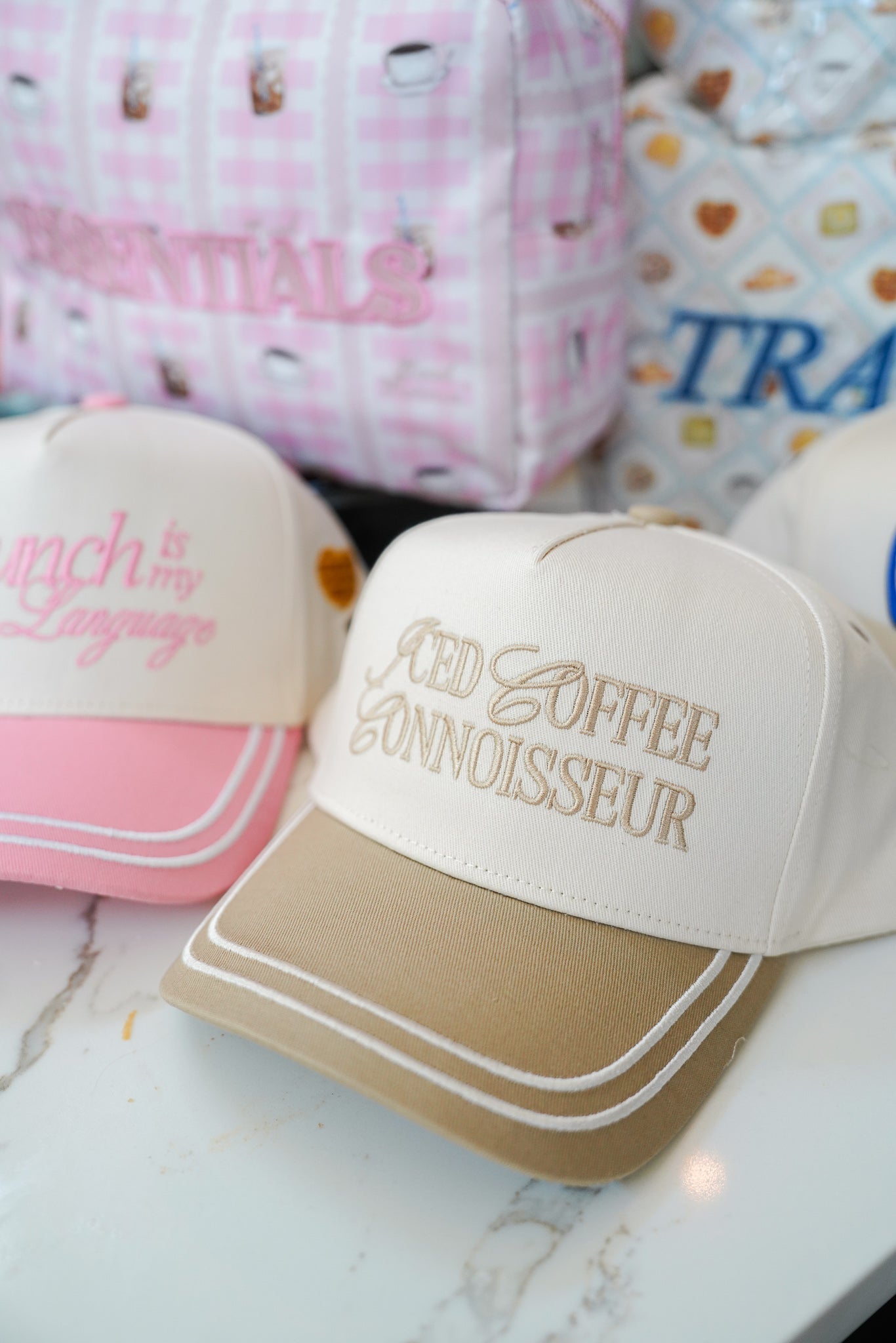 Hat Iced Coffee Connoisseur - Tan Vintage Trucker Hat