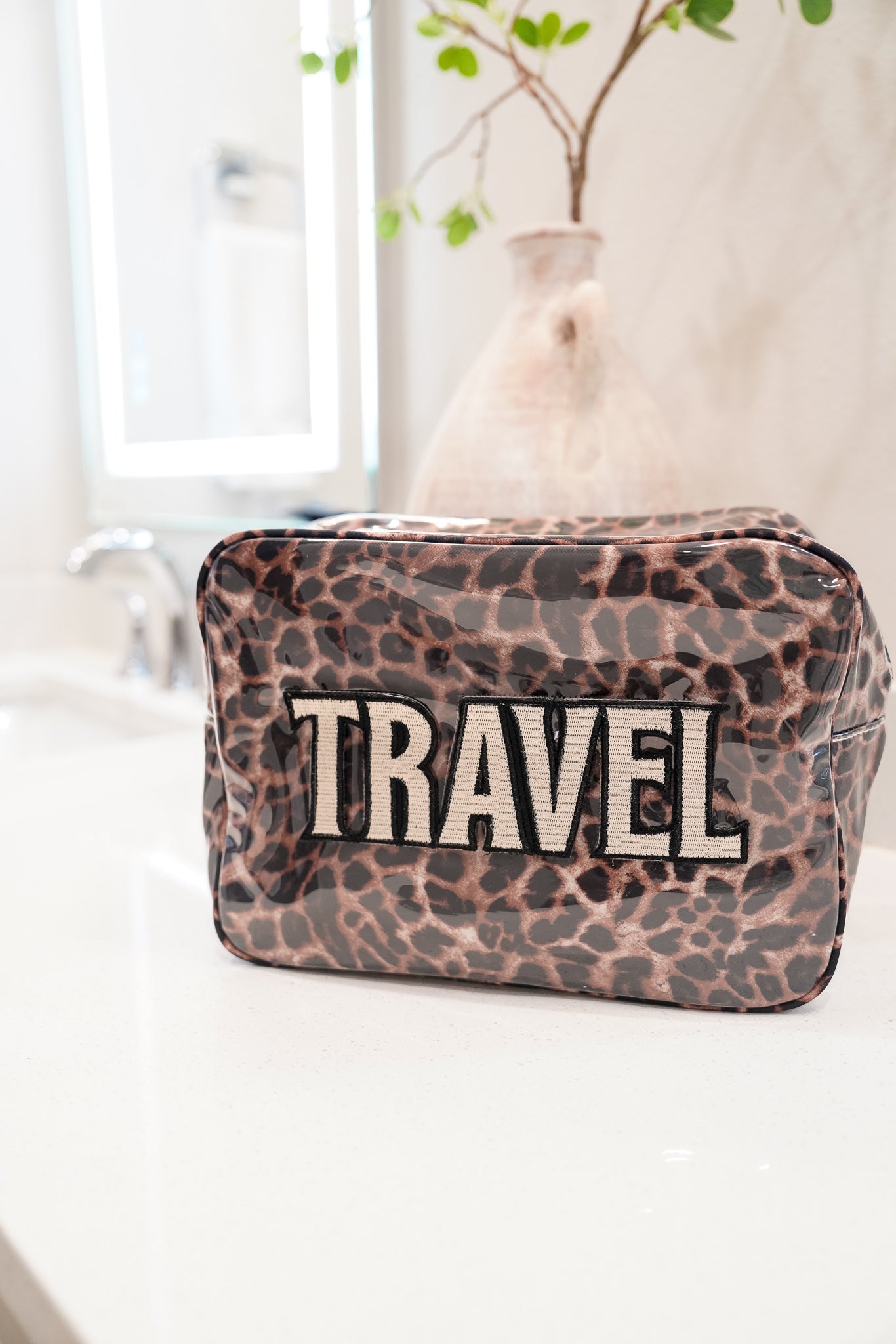 Makeup Bag Travel - Leopard Clear Coat XL Bag - PREORDER