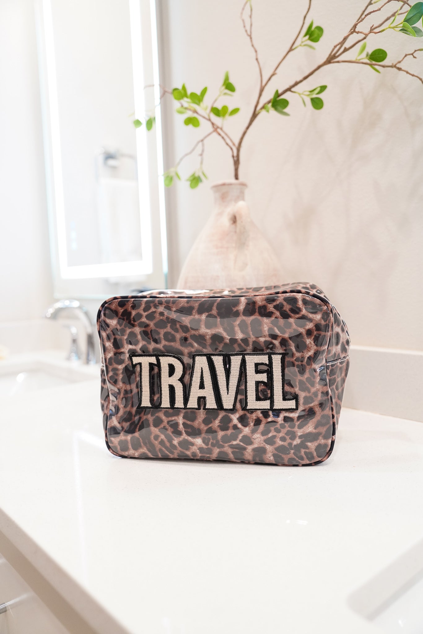 Makeup Bag Travel - Leopard Clear Coat XL Bag - PREORDER