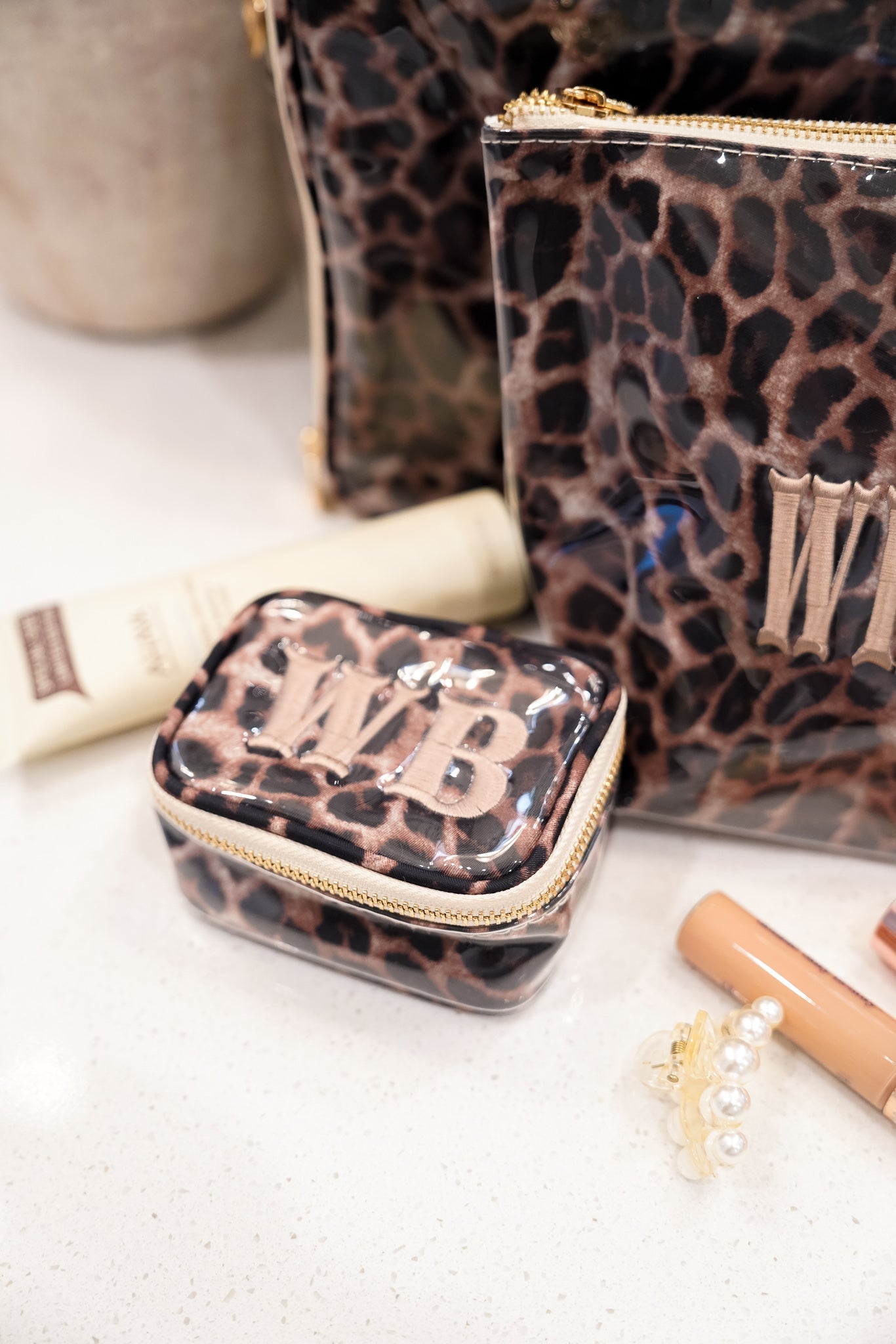 Makeup Bag Leopard - Custom Jewelry Case - PREORDER