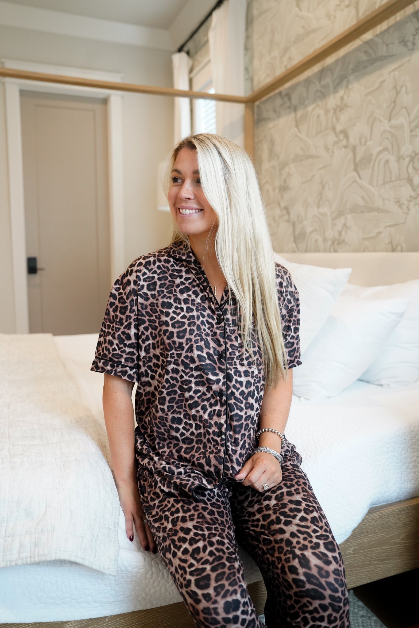 Pajamas Leopard - Short Sleeve + Pant Pajama Set