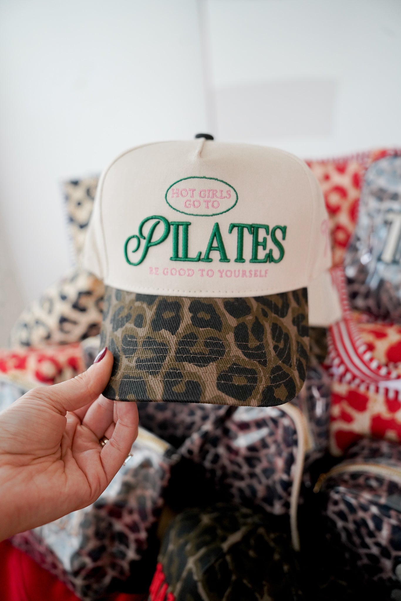Hat Hot Girls go to Pilates - Leopard Vintage Hat