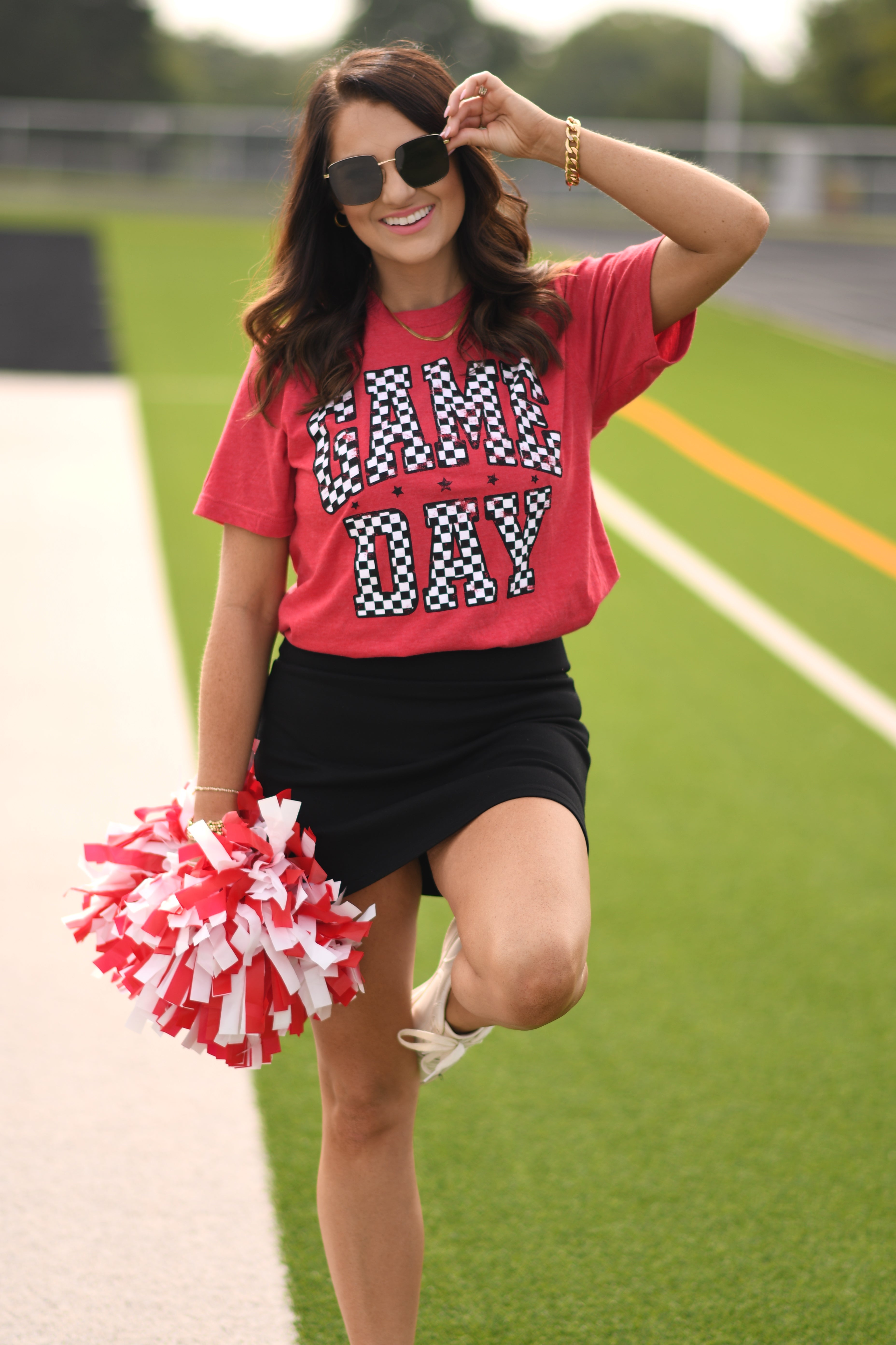 Red Checkered Game Day Tee