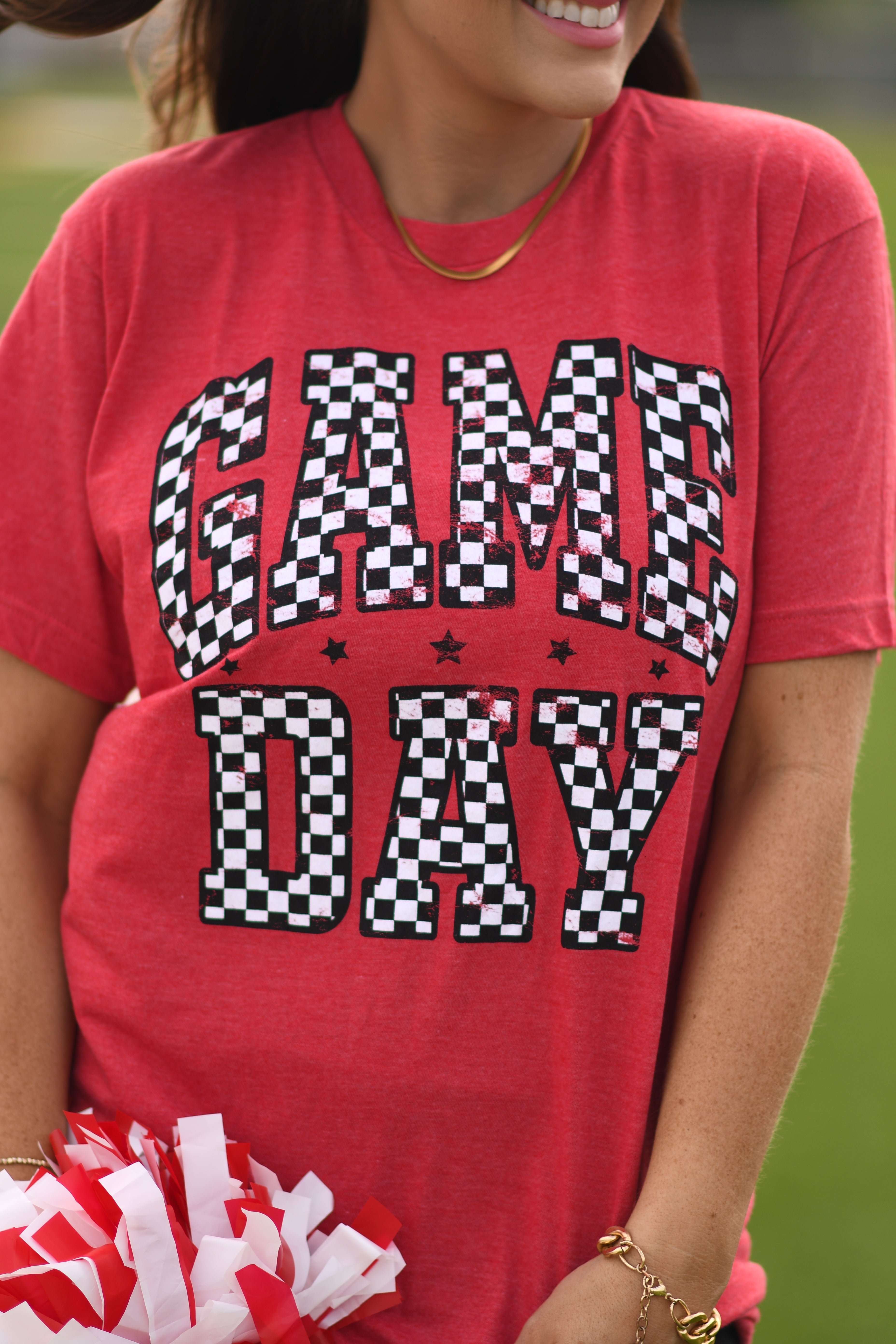 Red Checkered Game Day Tee