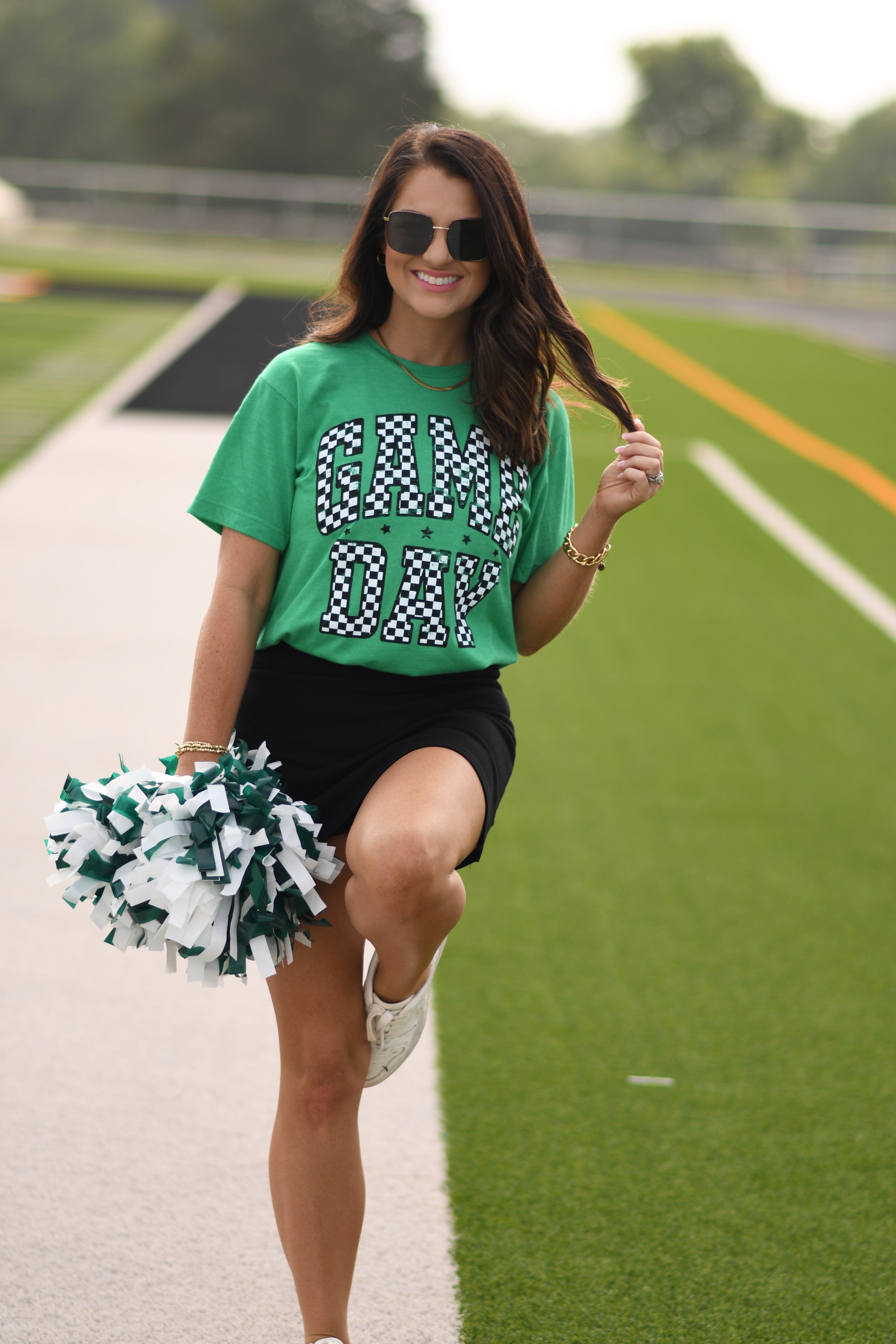 Green Checkered Game Day Tee