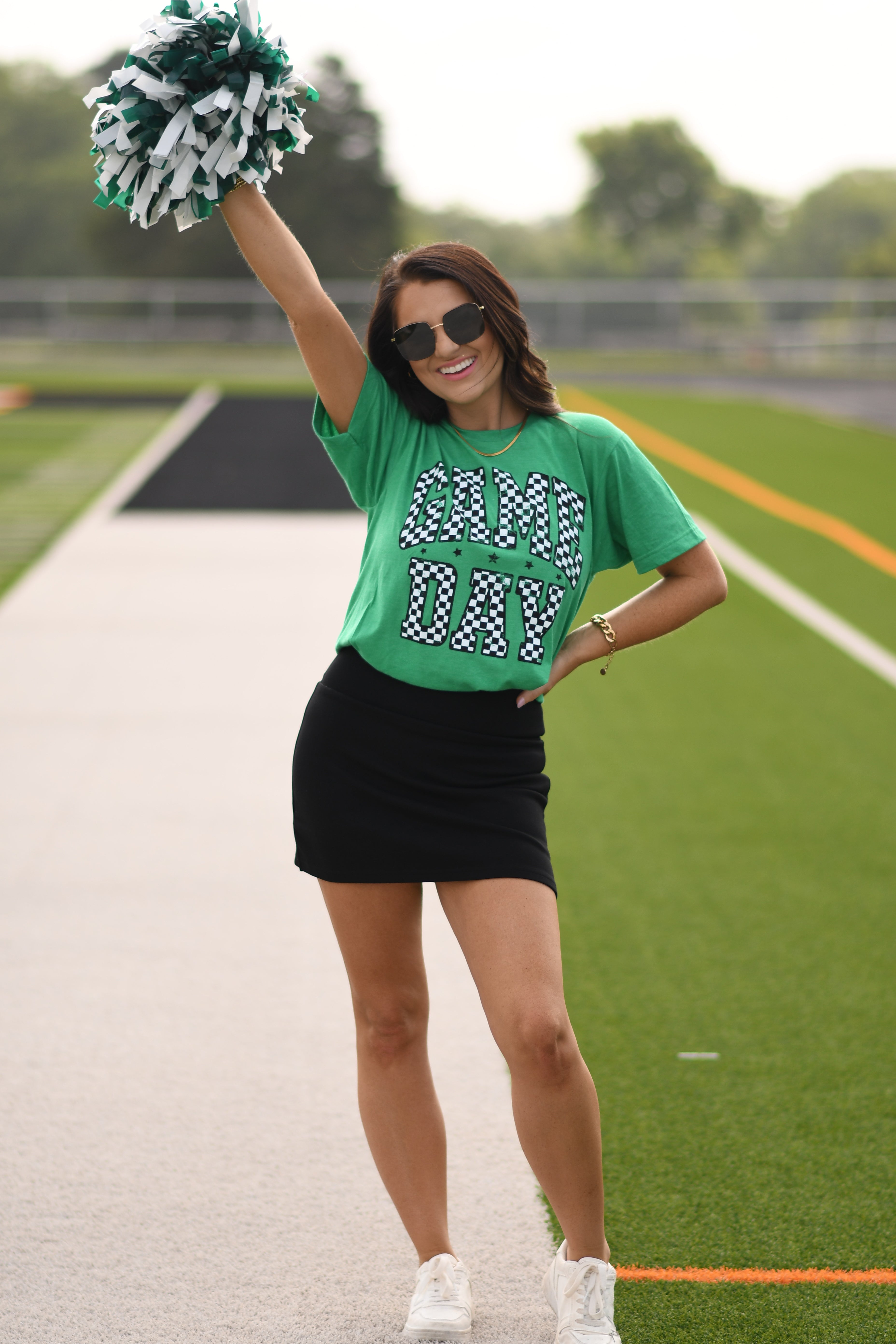 Green Checkered Game Day Tee