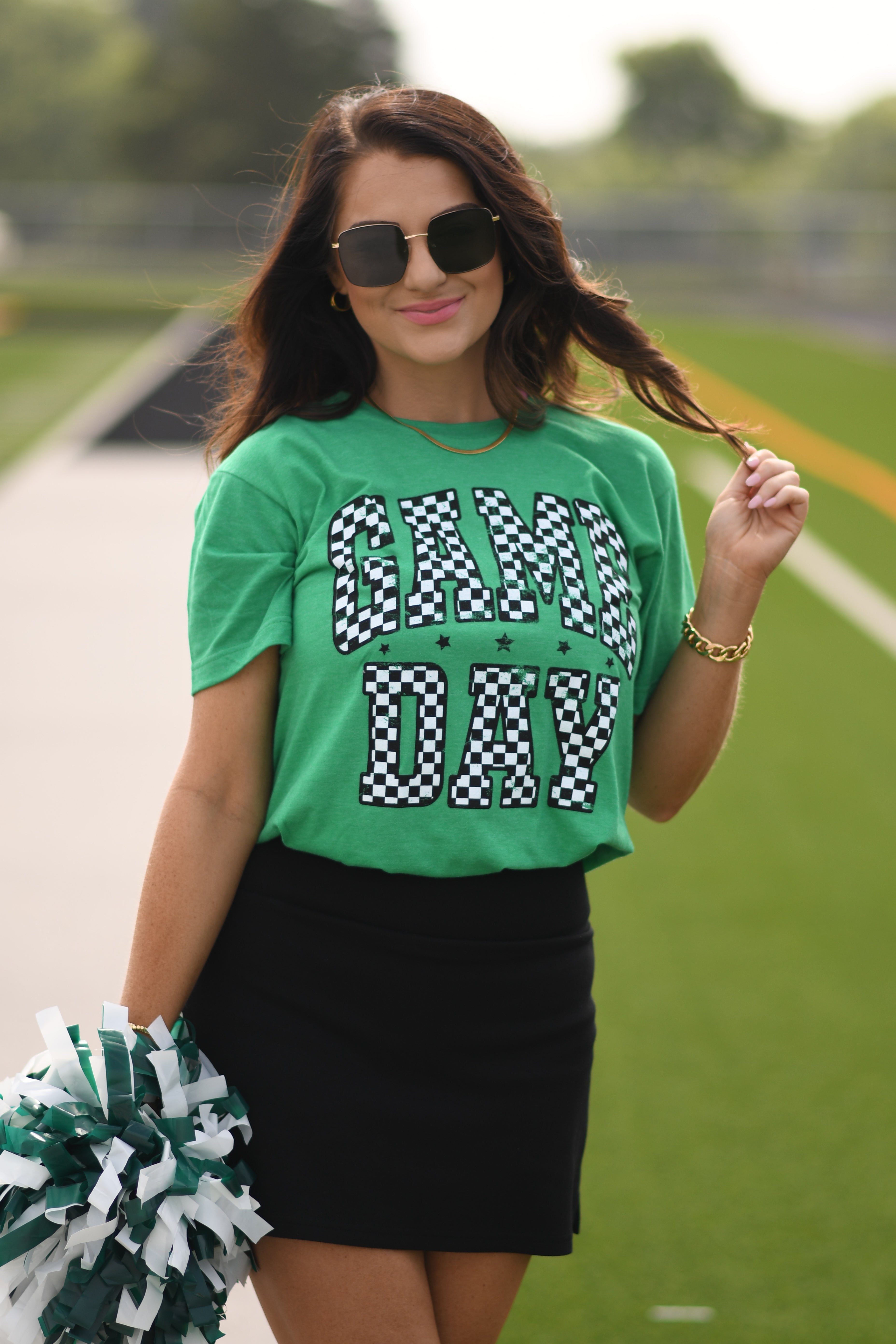 Green Checkered Game Day Tee