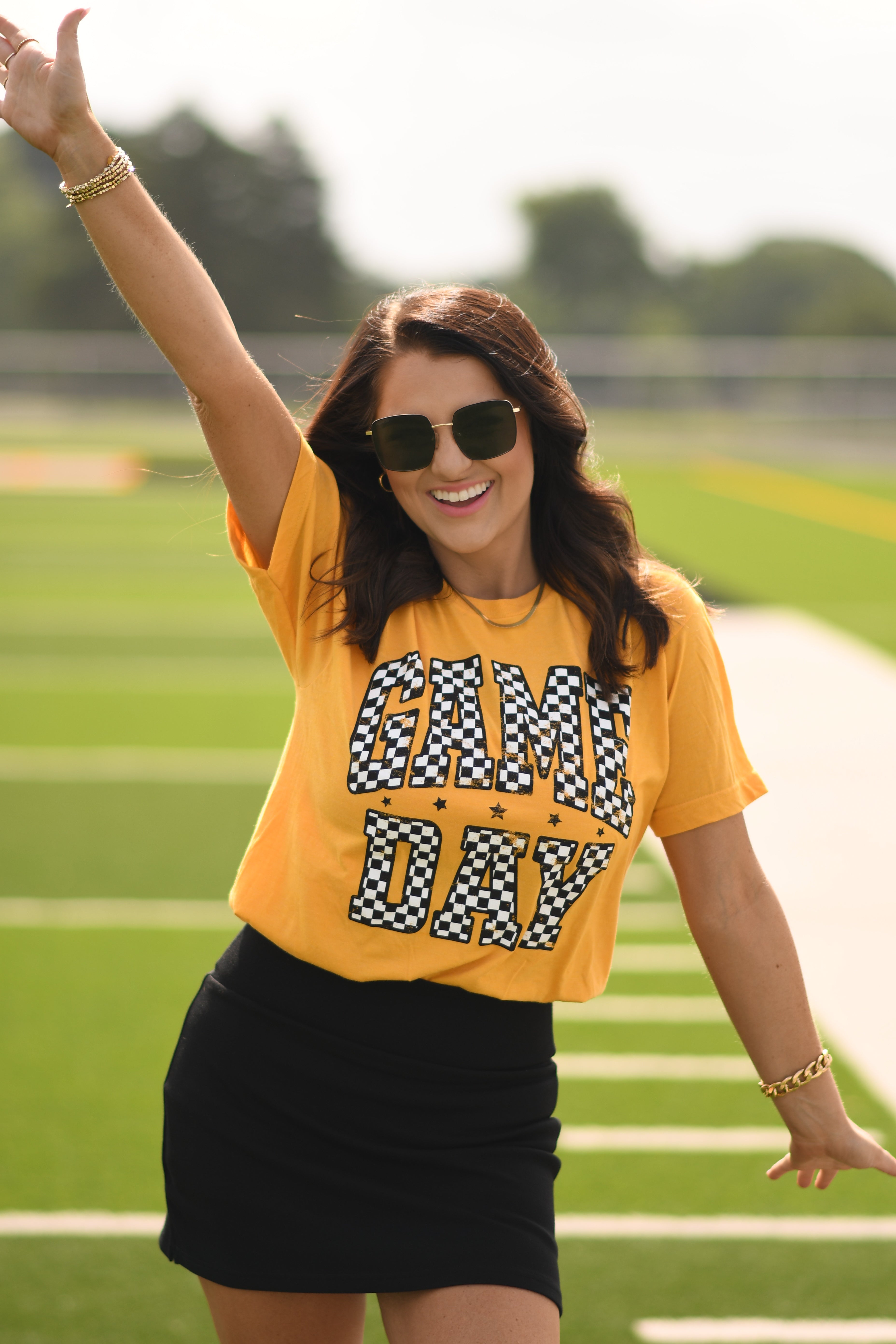 Yellow Checkered Game Day Tee