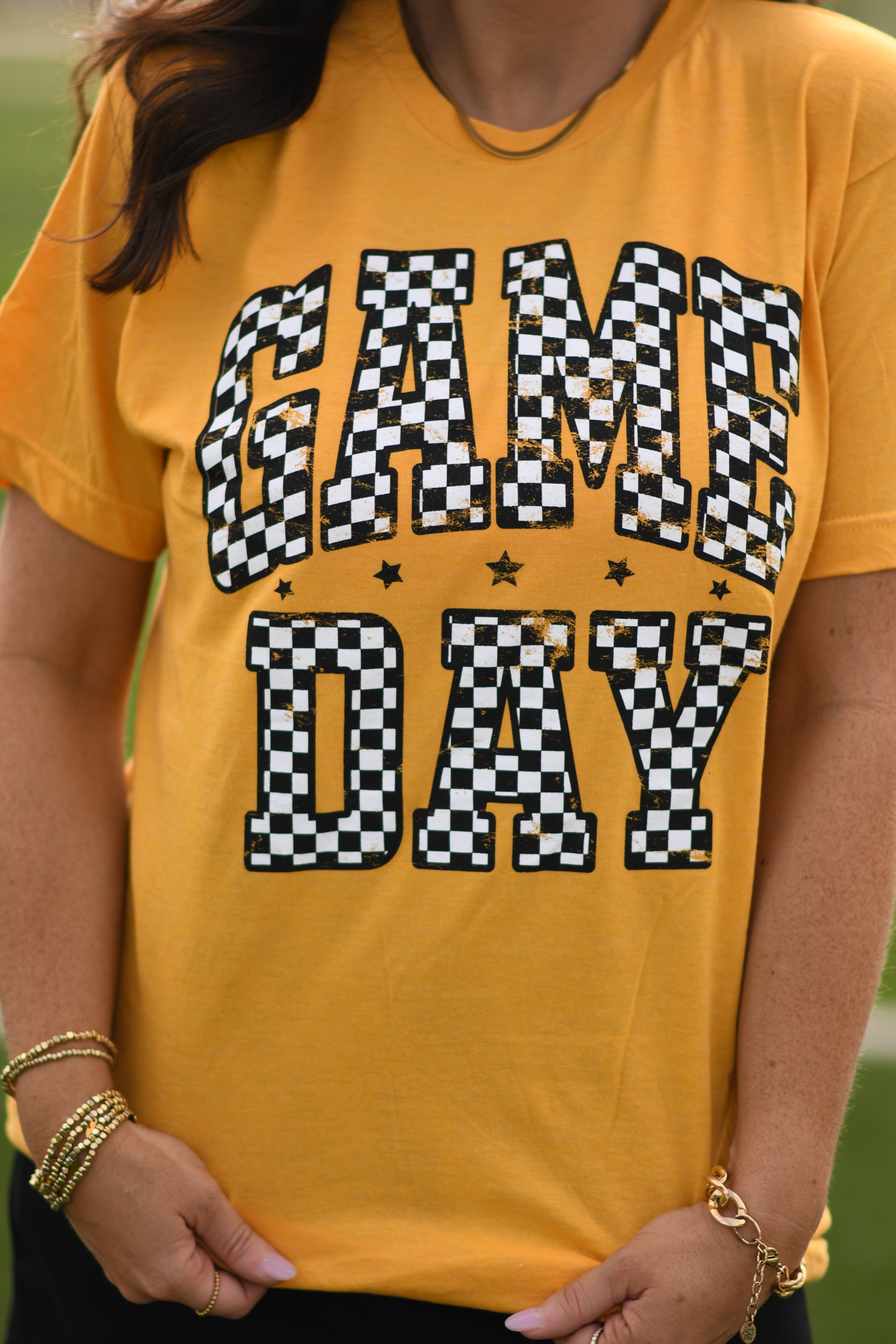 Yellow Checkered Game Day Tee