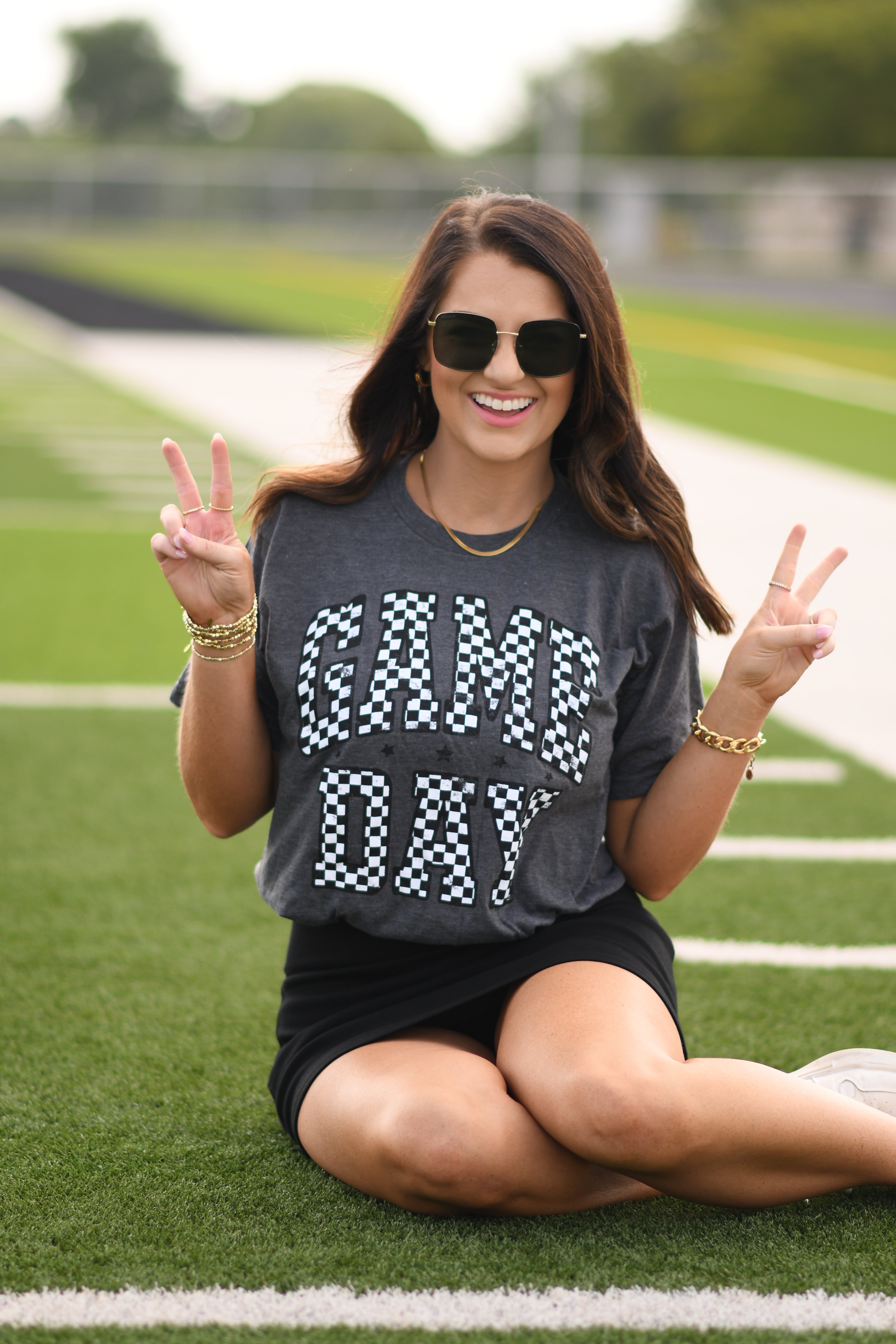 Charcoal Checkered Game Day Tee