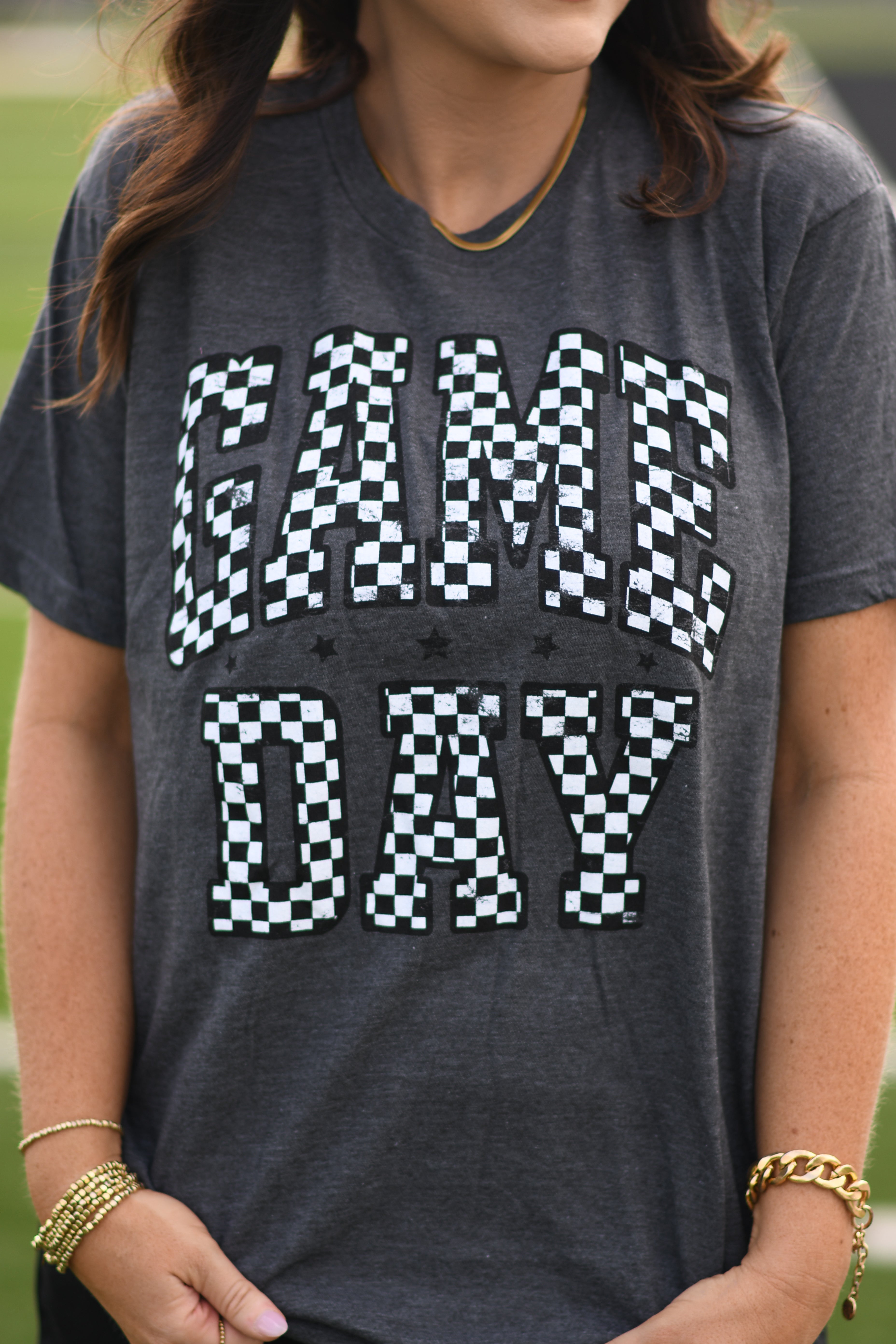 Charcoal Checkered Game Day Tee