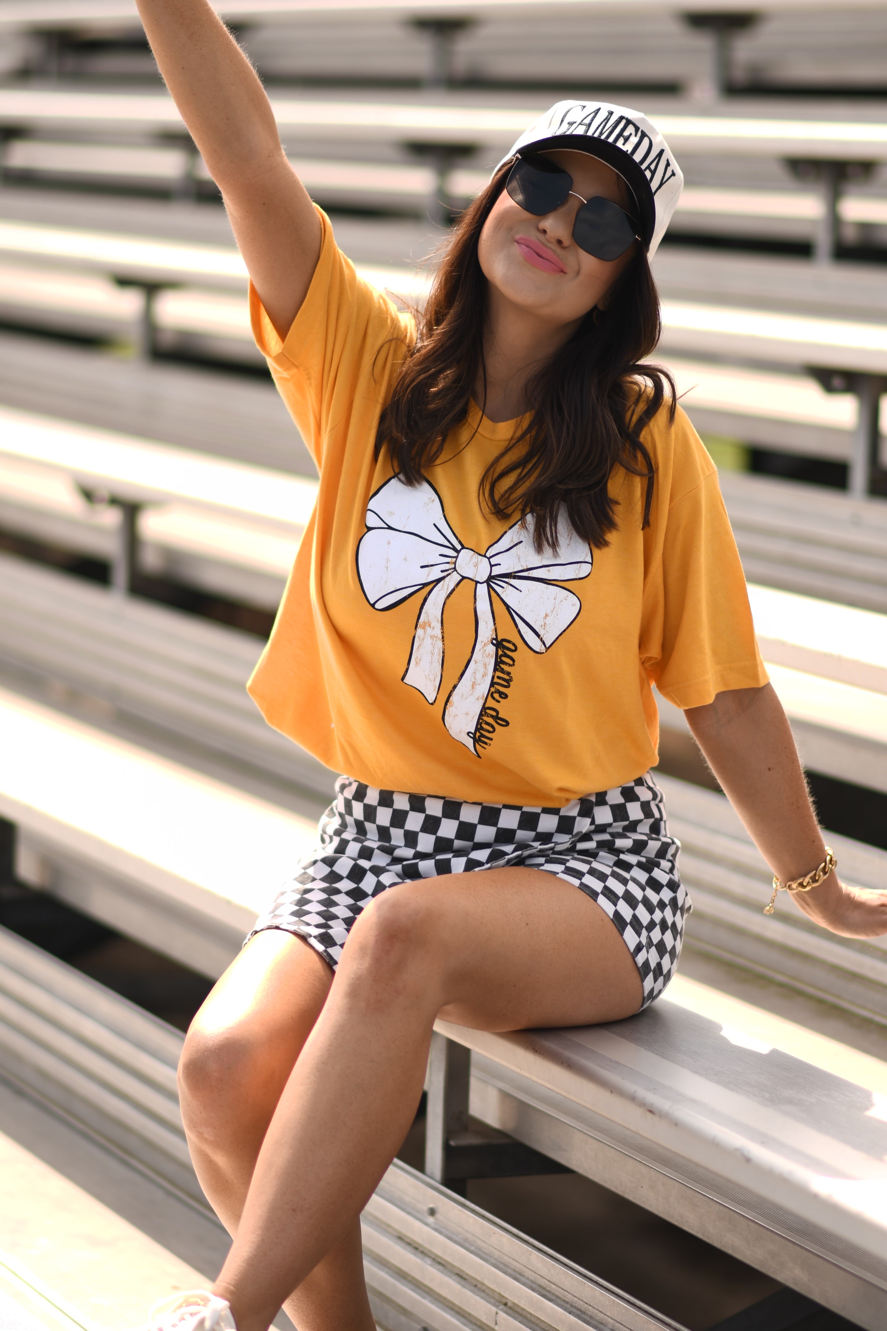 Gold Game Day Bow Tee