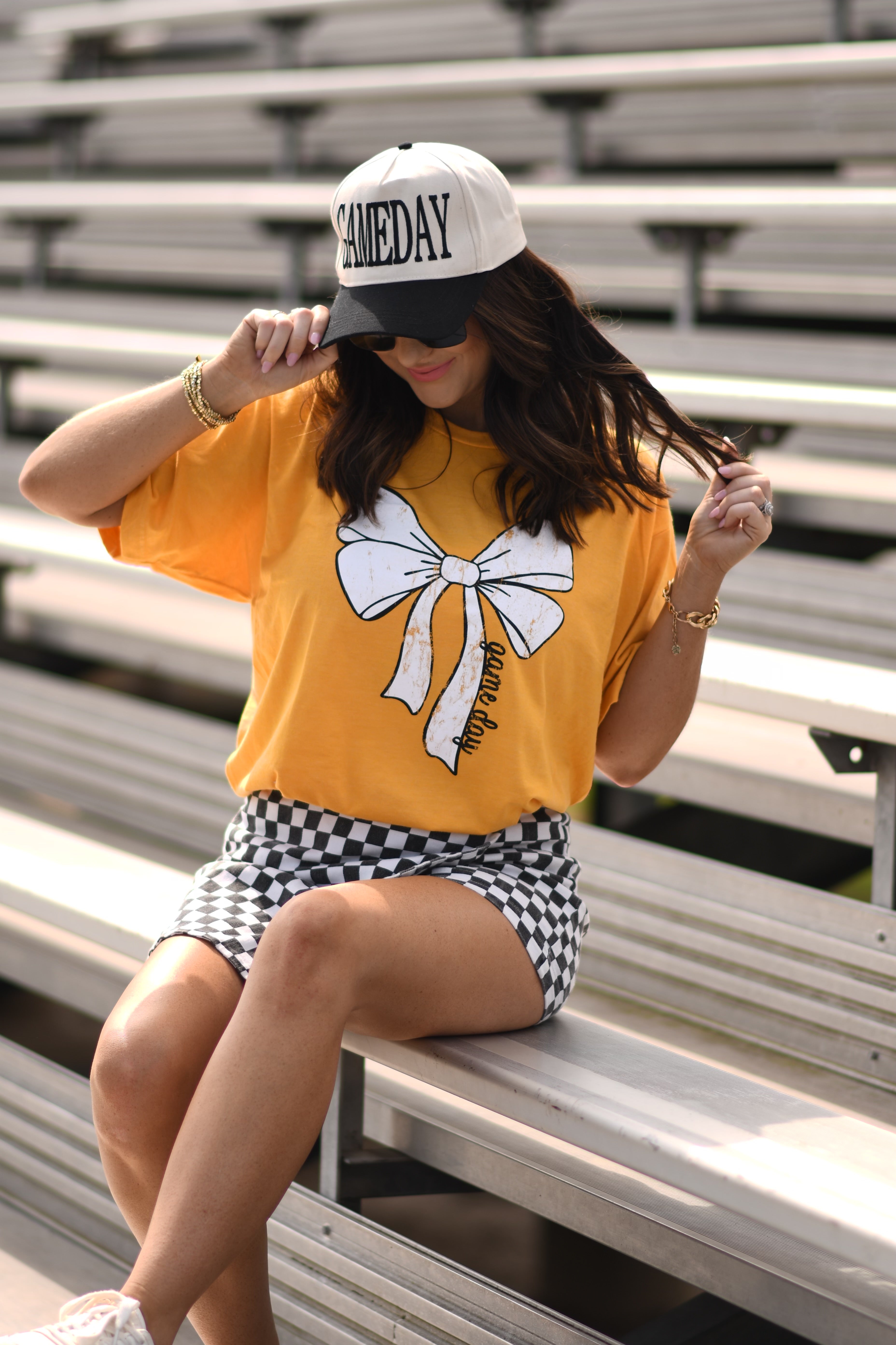 Gold Game Day Bow Tee