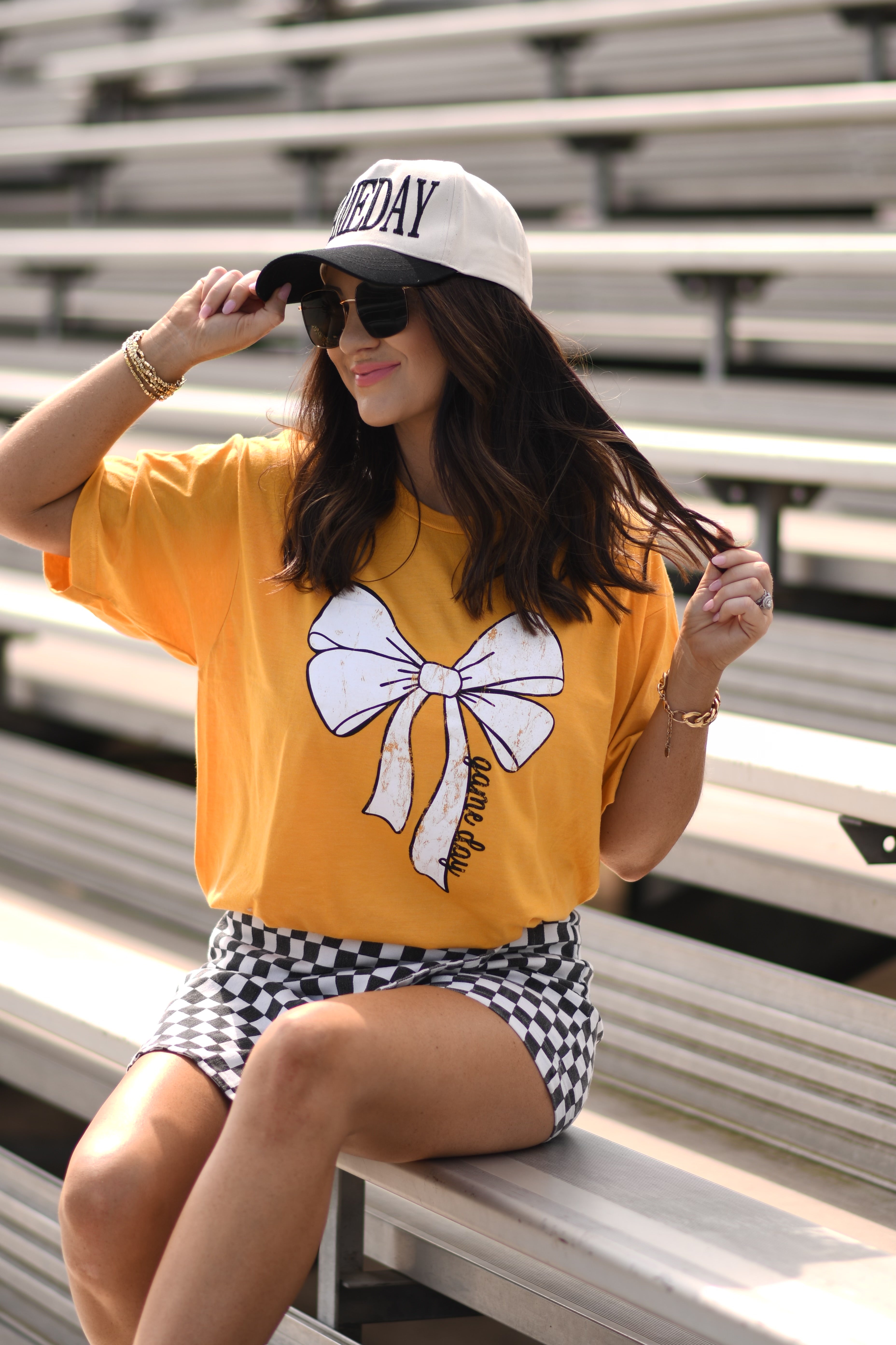 Gold Game Day Bow Tee
