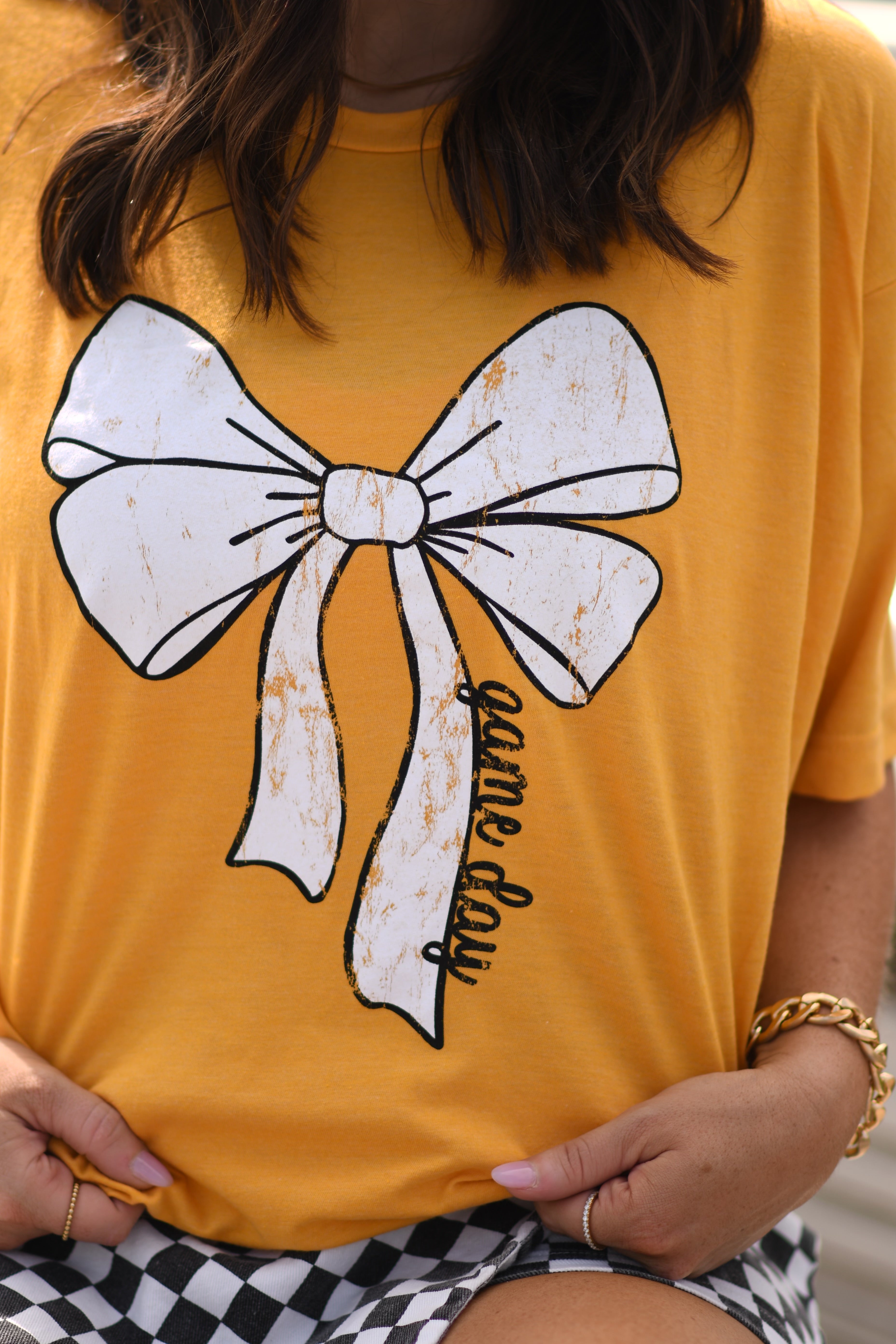 Gold Game Day Bow Tee