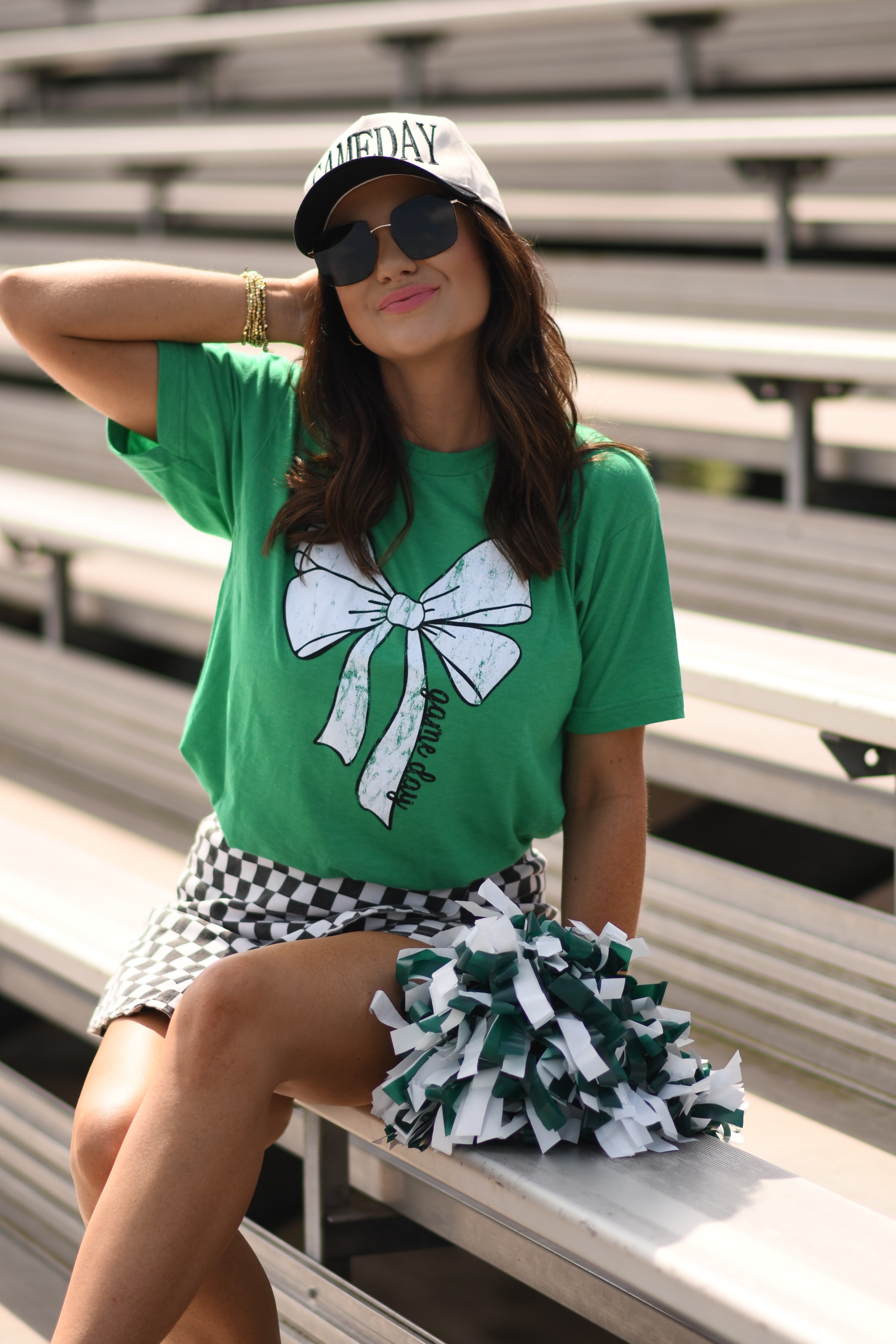 Green Game Day Bow Tee