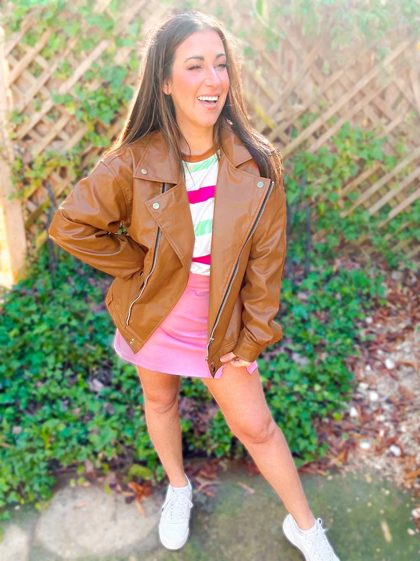 Ollie Oversized Vegan Leather Biker Jacket - Girl Code Couture