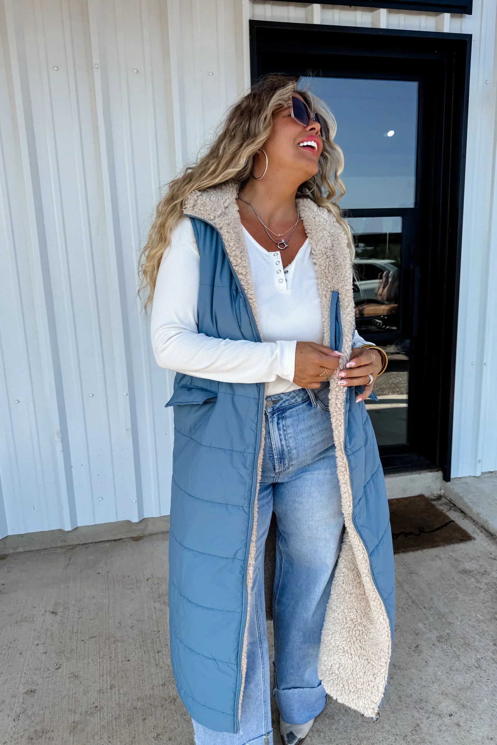 Reversible Sherpa Puffer Vest