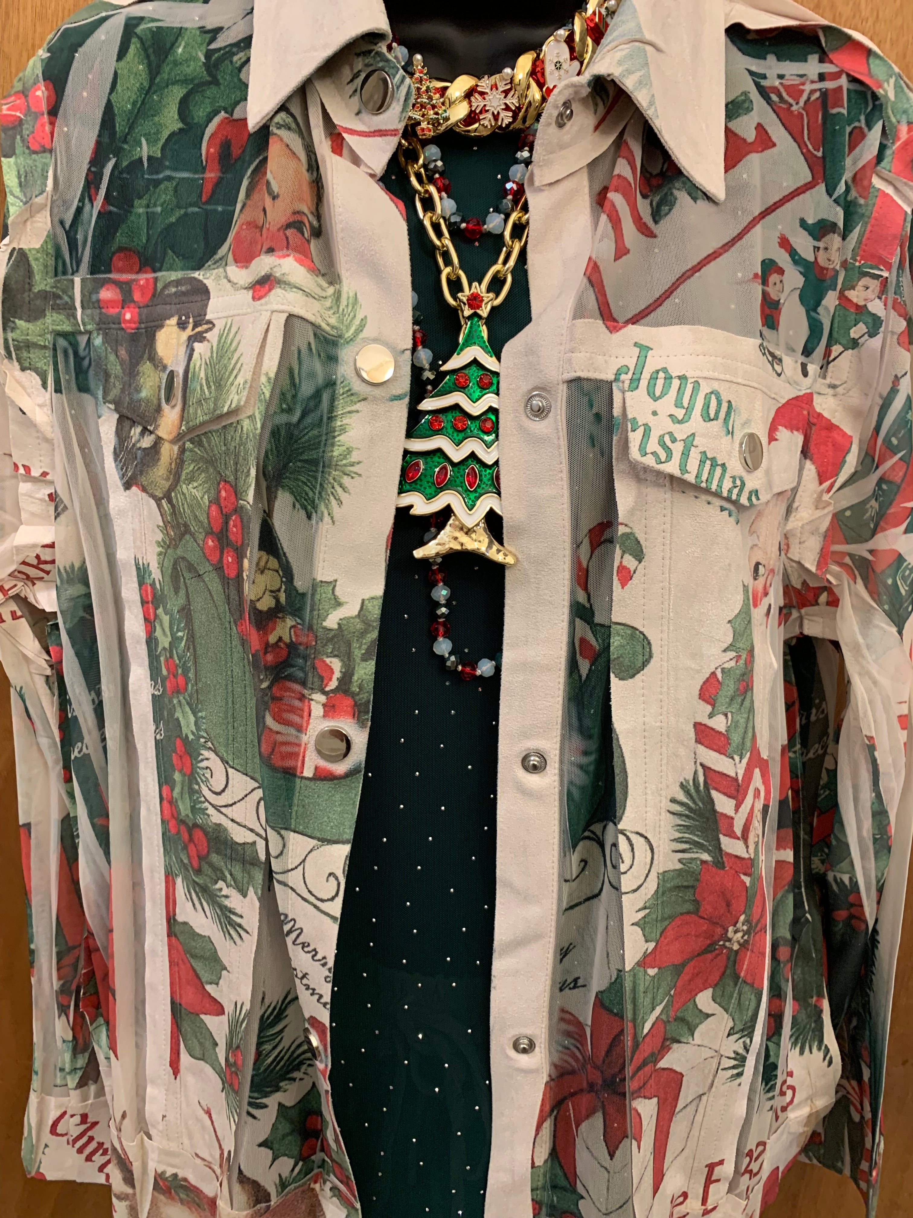 Santa Faux Suede Mesh Jacket