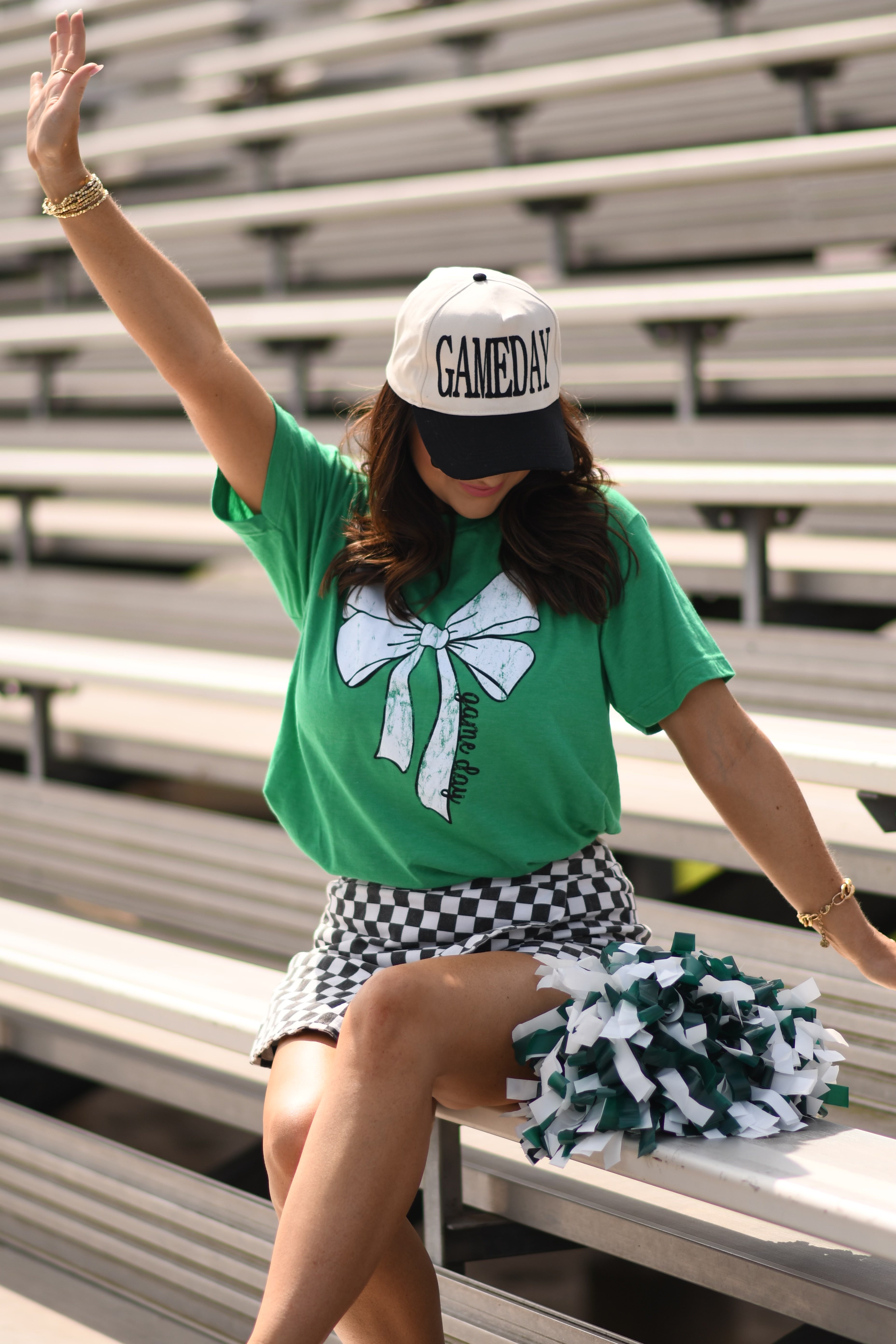 Green Game Day Bow Tee