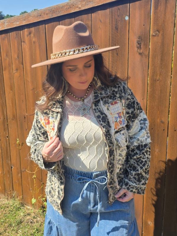 POL Lace and Leopard Jacket