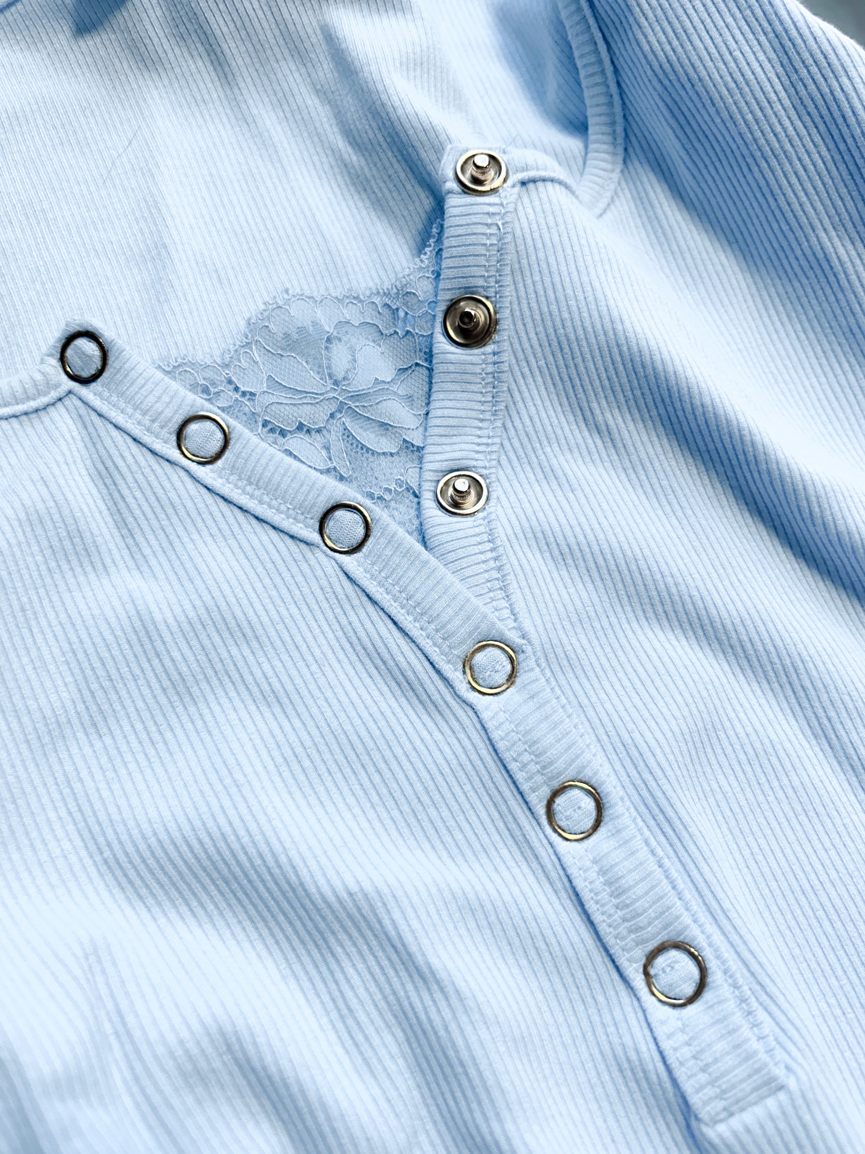 Payton Peekaboo - Lace Long Sleeve Ribbed Henley - Girl Code Couture