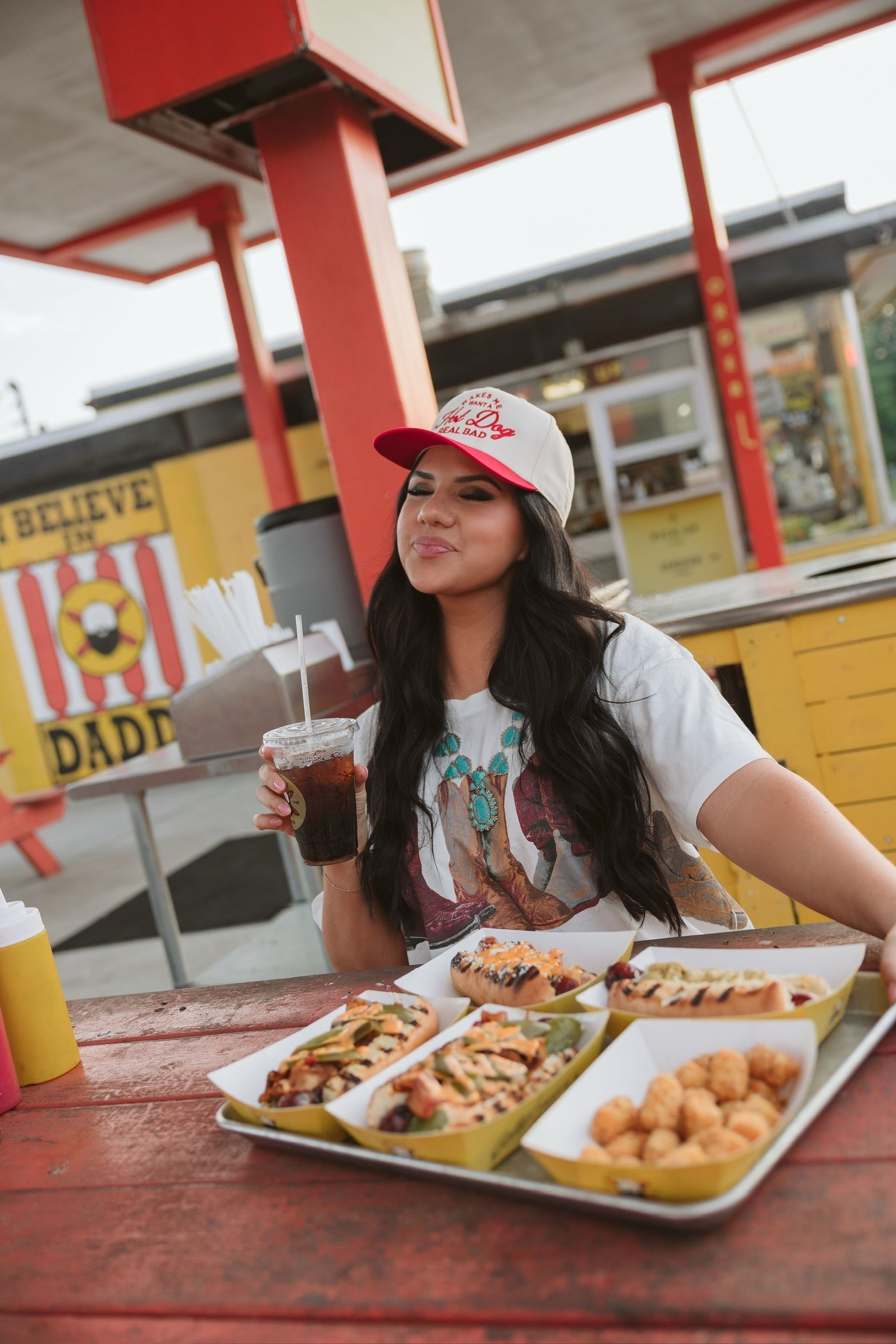 Hat Makes me Want a Hot Dog - Red Vintage Trucker Hat