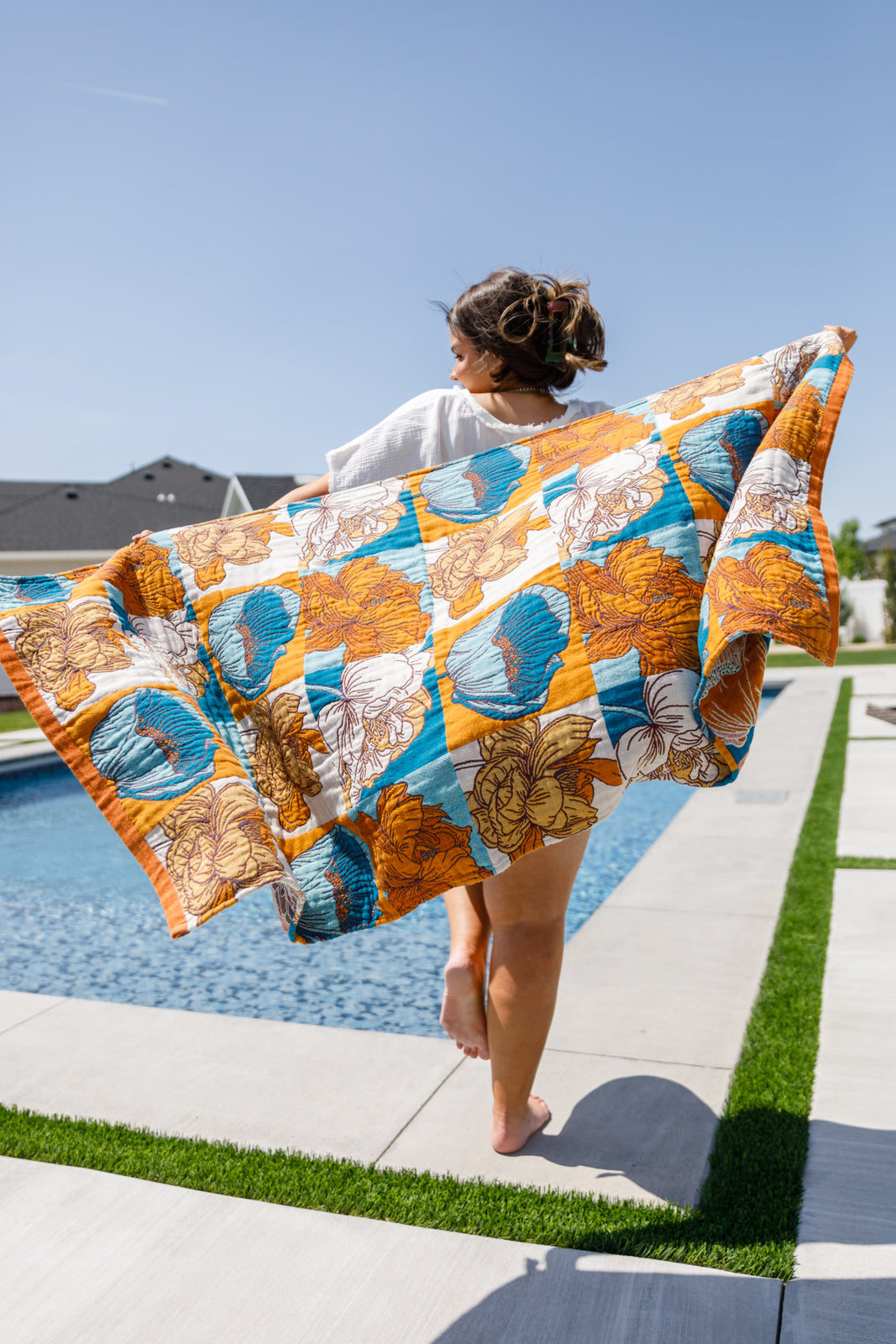 Home & Decor Luxury Beach Towel in Block Floral