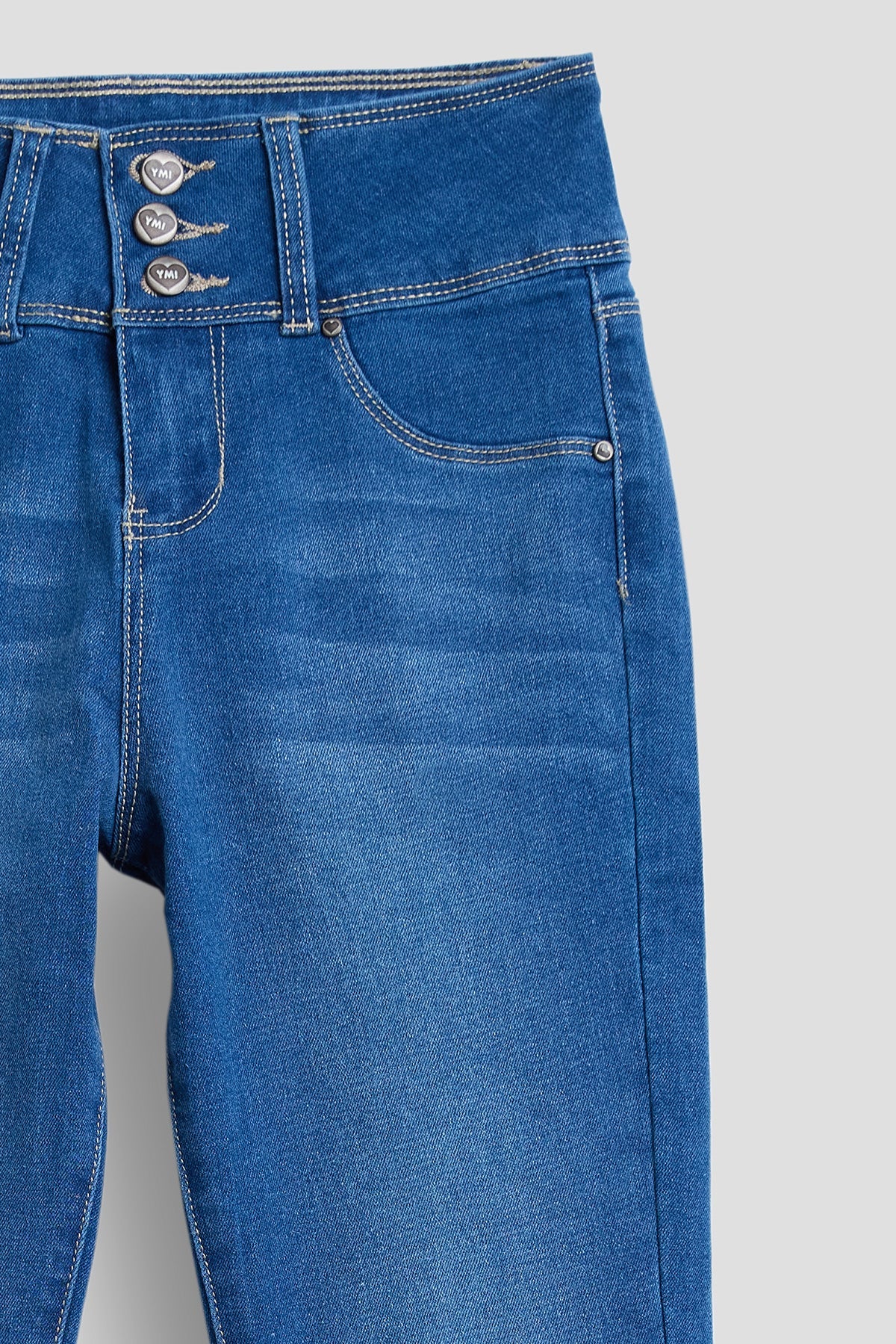 Girls 3 Button Essential Skinny Jeans With Faux Front Pockets