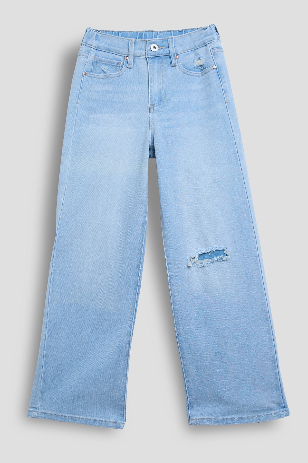 Girls Elastic Back Wide Leg Jeans