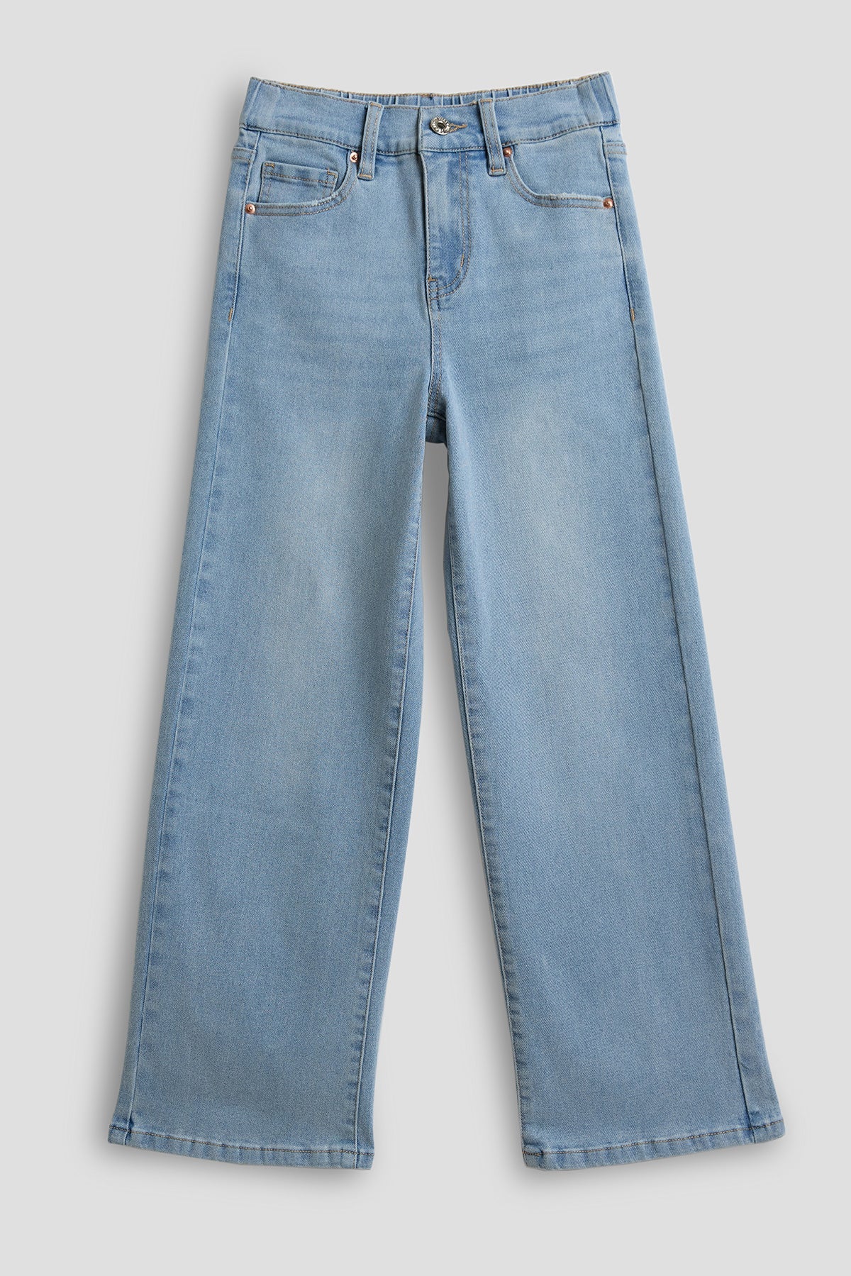 Girls Wide Leg Elastic Waist Jeans