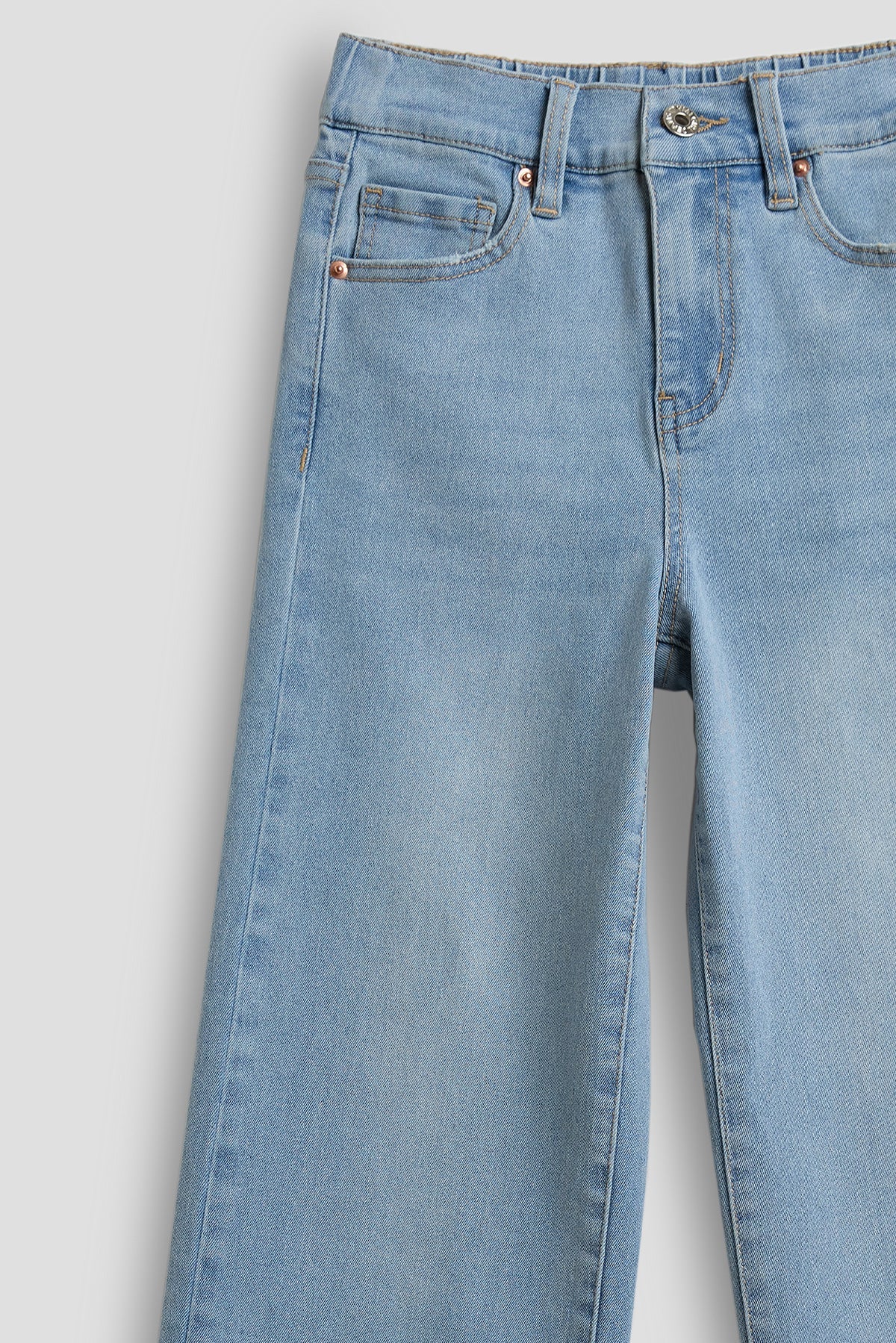 Girls Wide Leg Elastic Waist Jeans