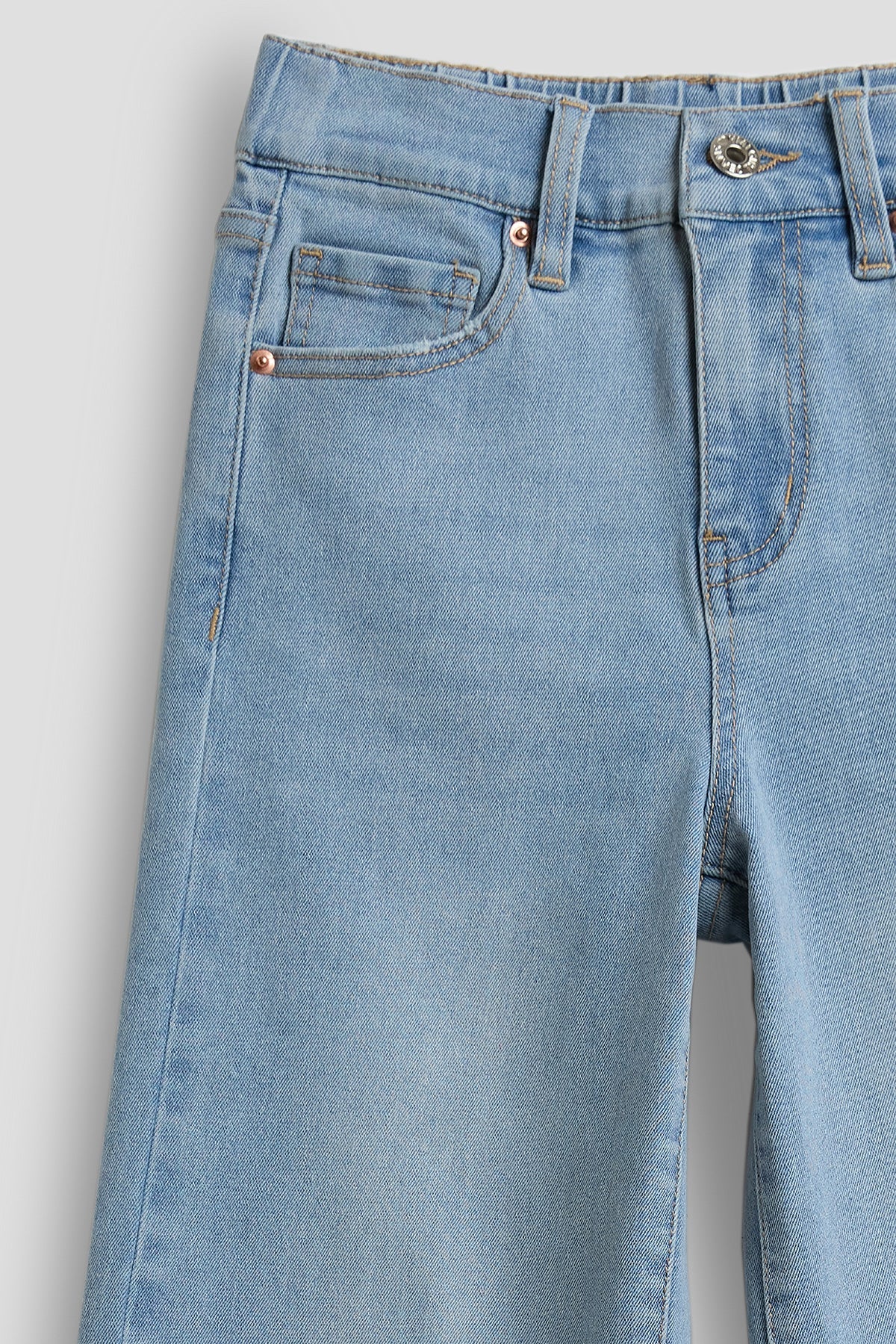 Girls Wide Leg Elastic Waist Jeans