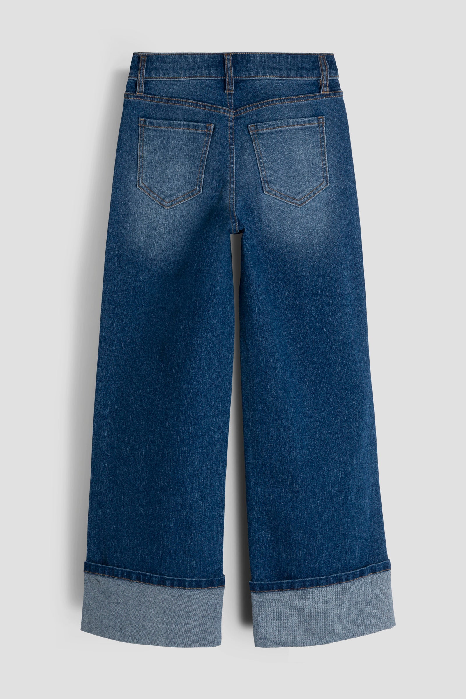 Girls Hot Fix Stud Cuffed Wide Jeans