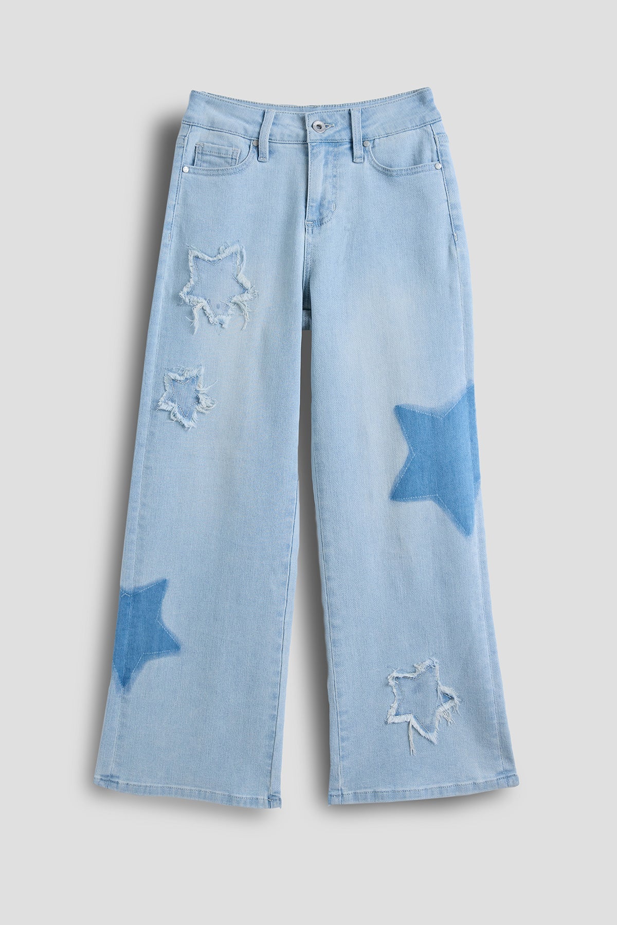 Girls Star Patchwork Wide Leg Jeans