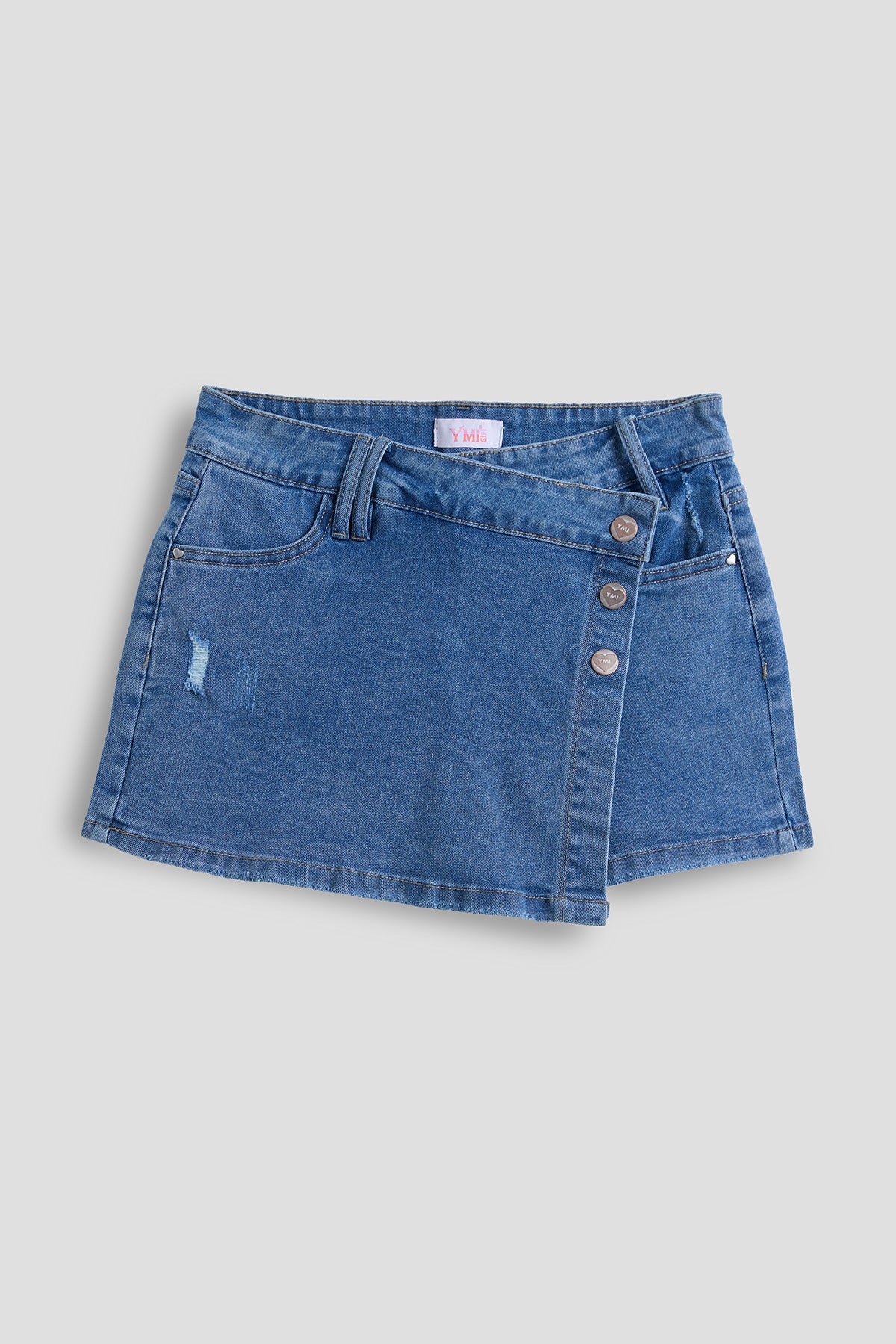 Girls Assymetrical Denim Skort