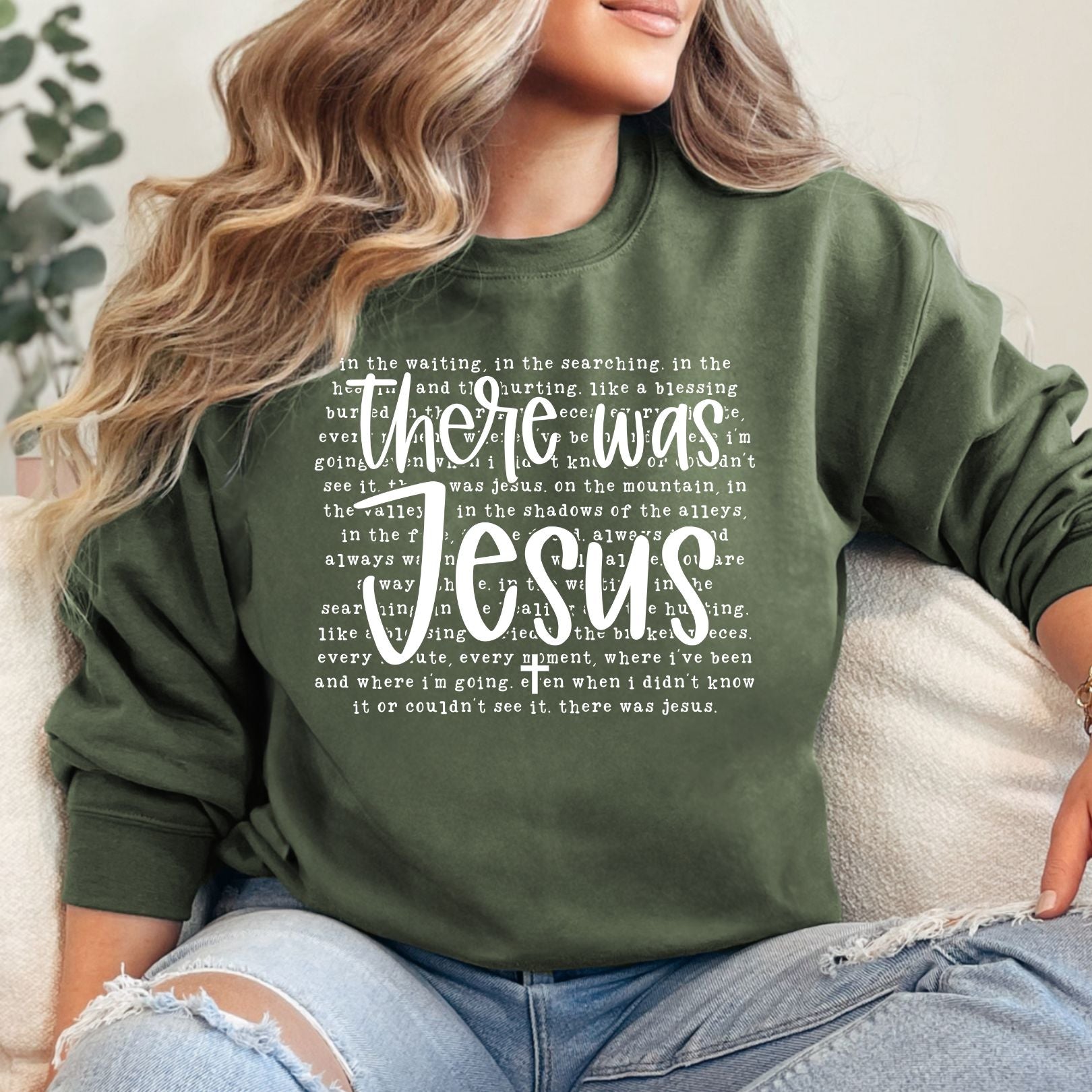 Womens There Was Jesus Graphic Sweatshirt