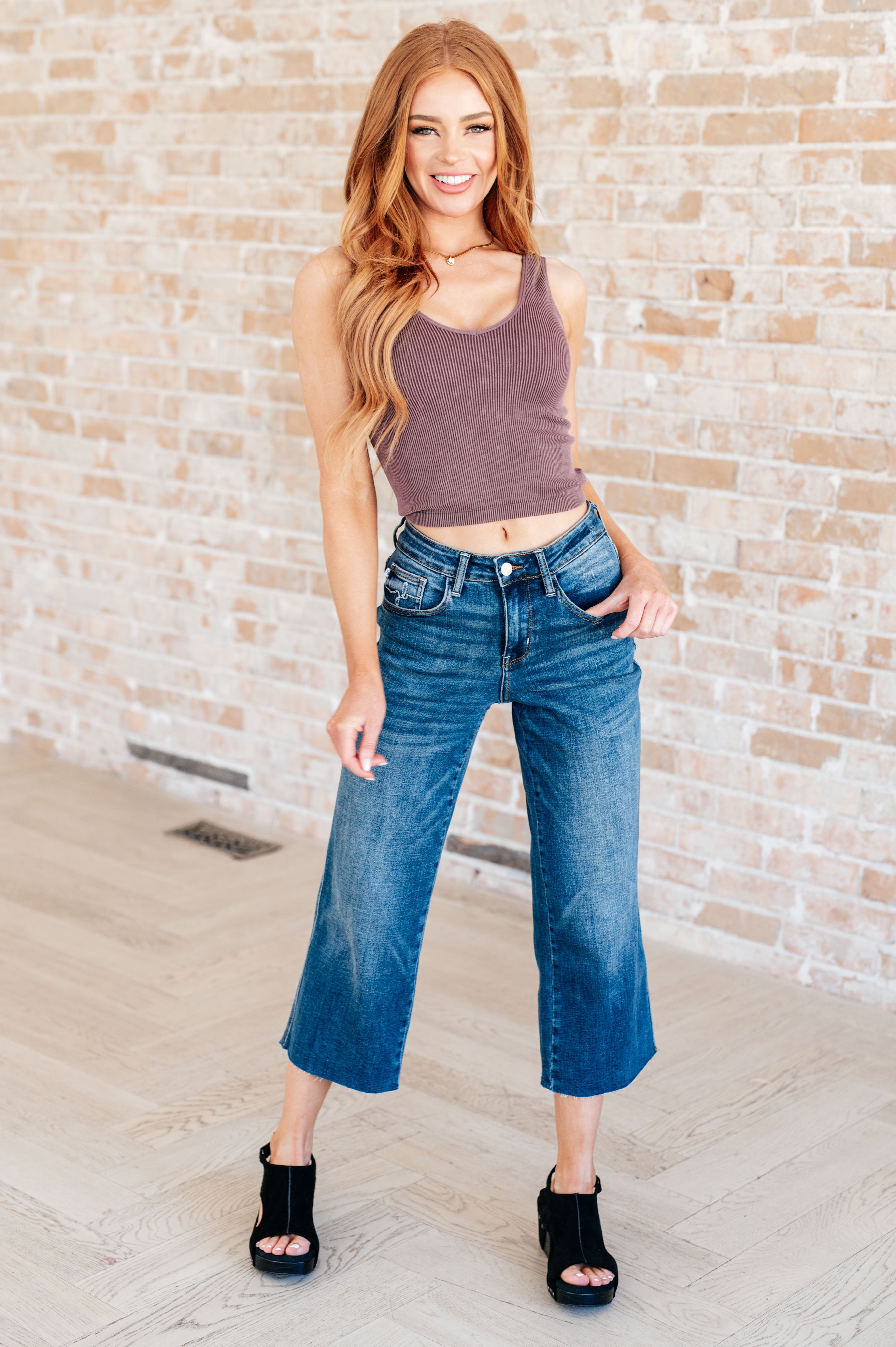 Denim Hayes High Rise Wide Leg Crop Jeans