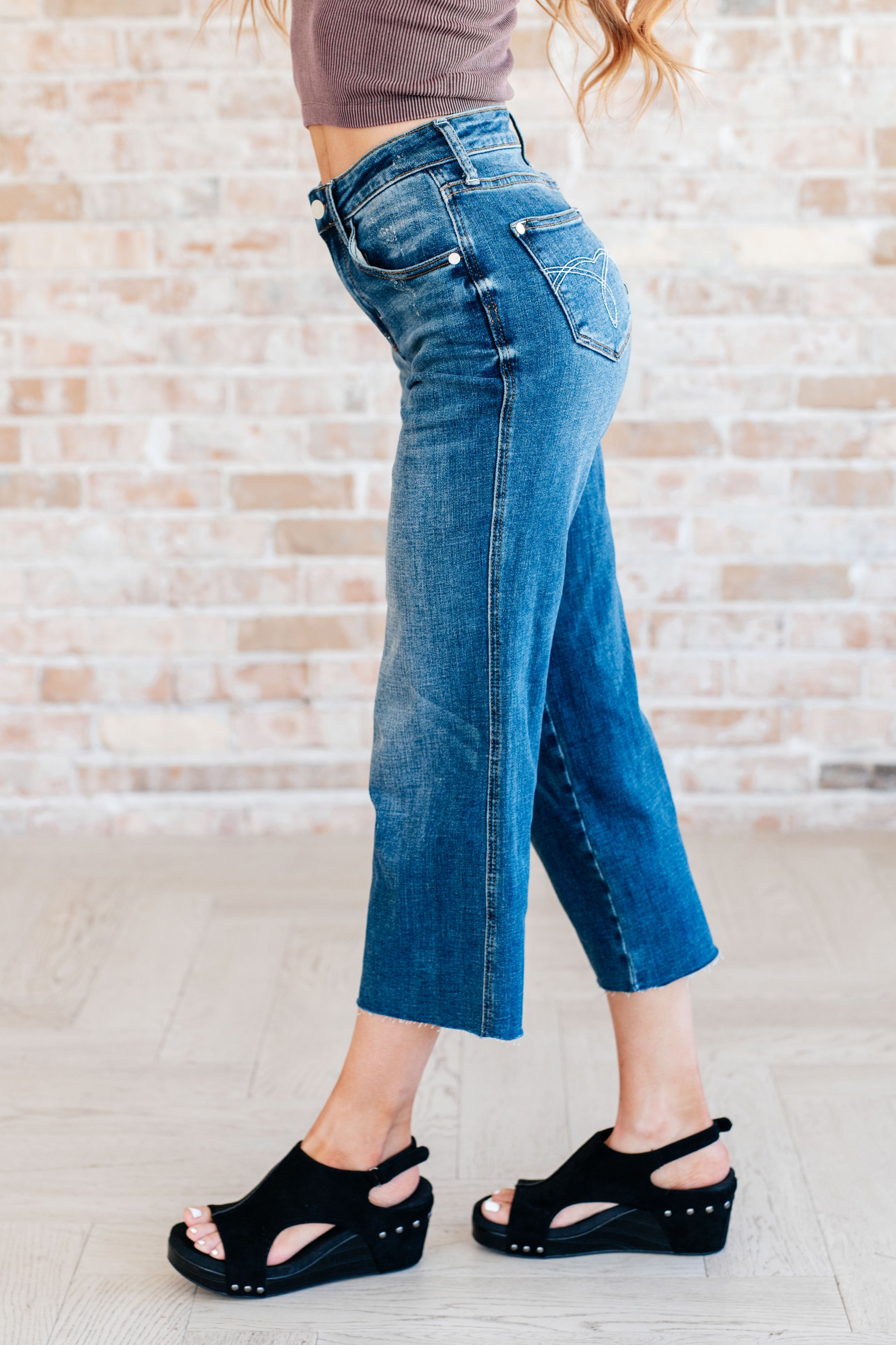 Denim Hayes High Rise Wide Leg Crop Jeans