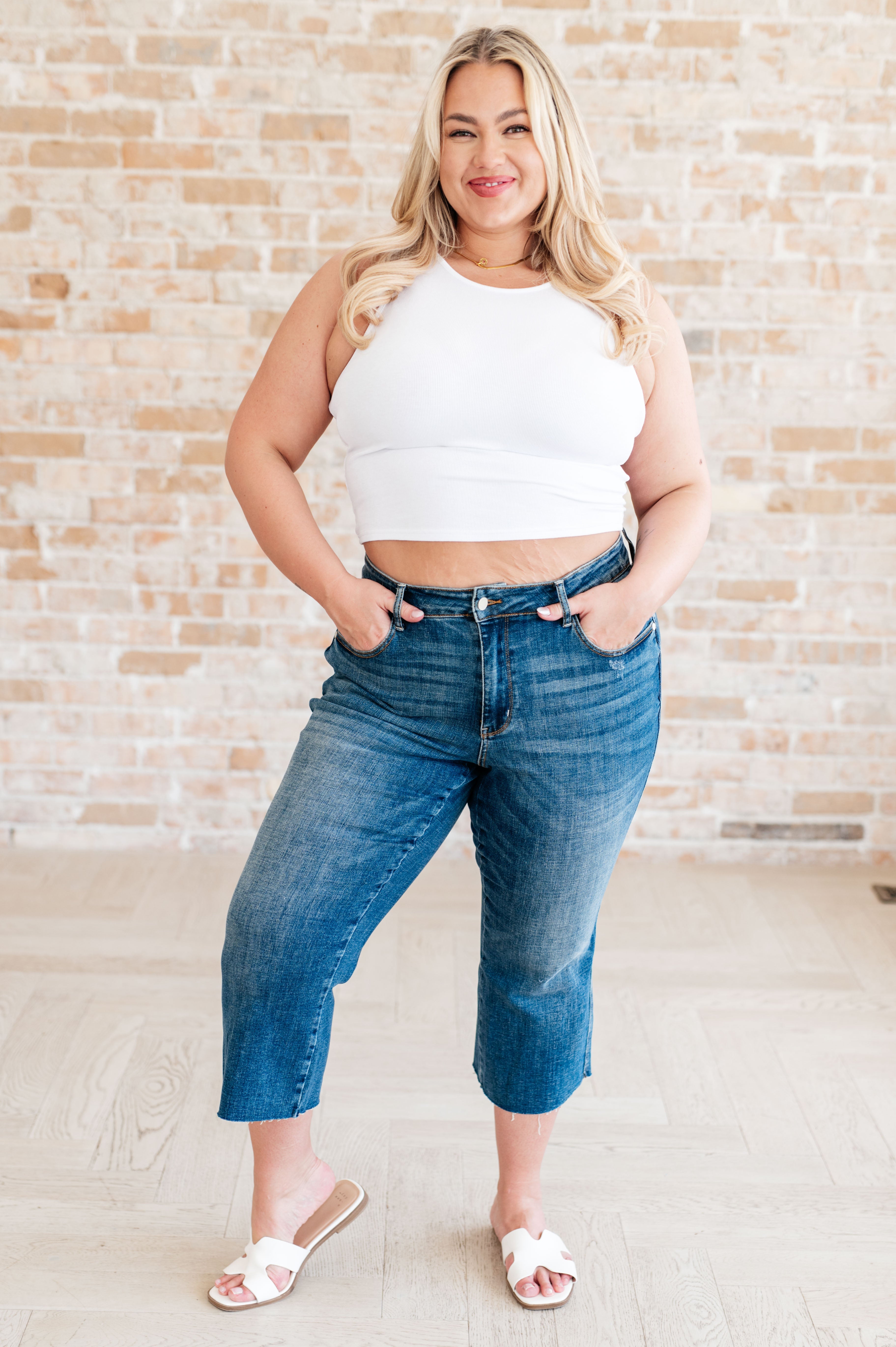 Denim Hayes High Rise Wide Leg Crop Jeans