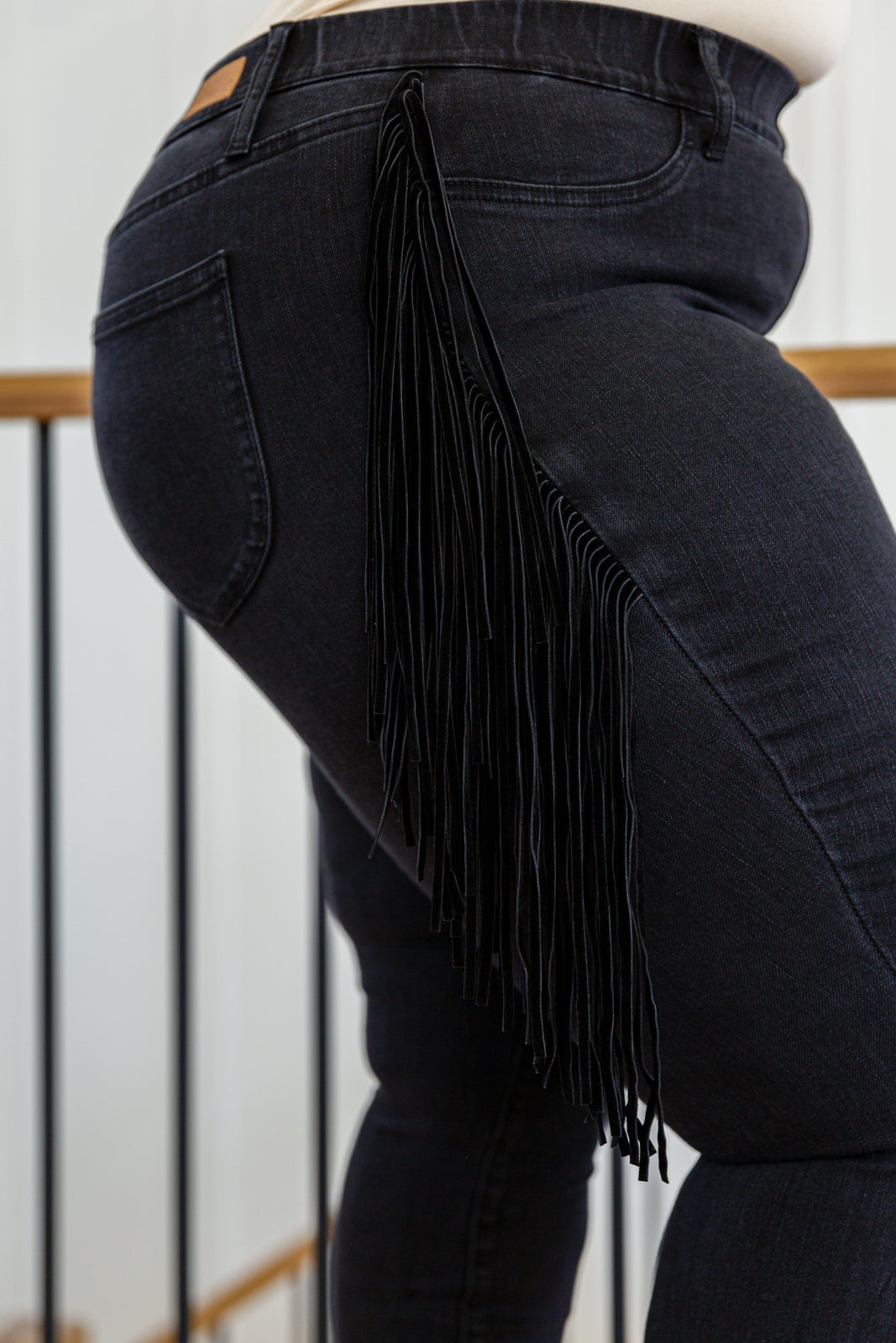 Womens Hilary Side Fringe Skinny Jegging In Black