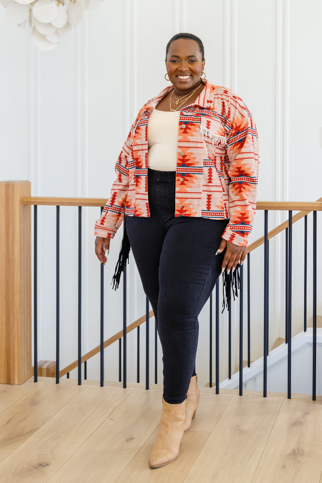 Womens Hilary Side Fringe Skinny Jegging In Black